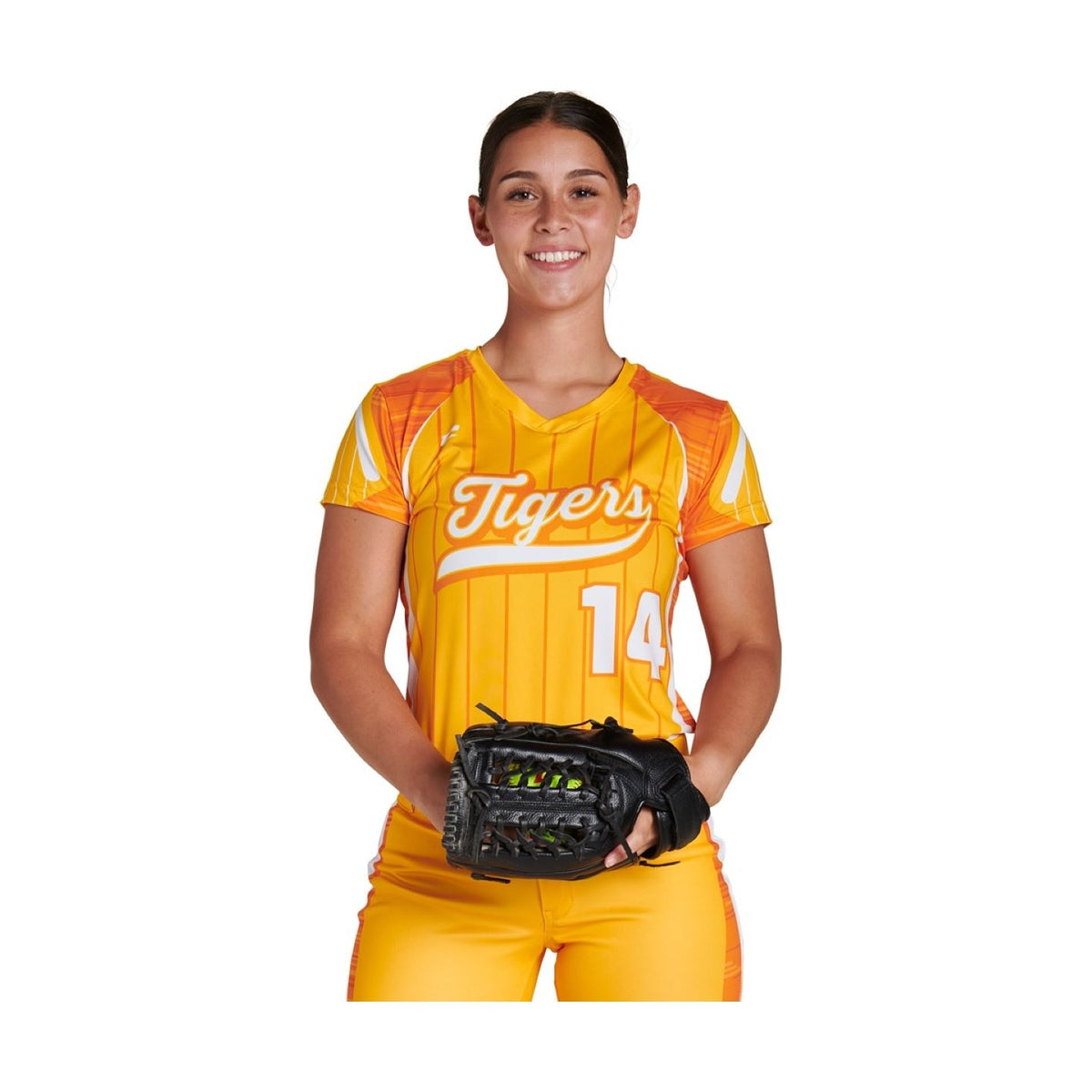 Custom V Neck Cap Sleeve Fitted T-Shirt Team Softball Jerseys