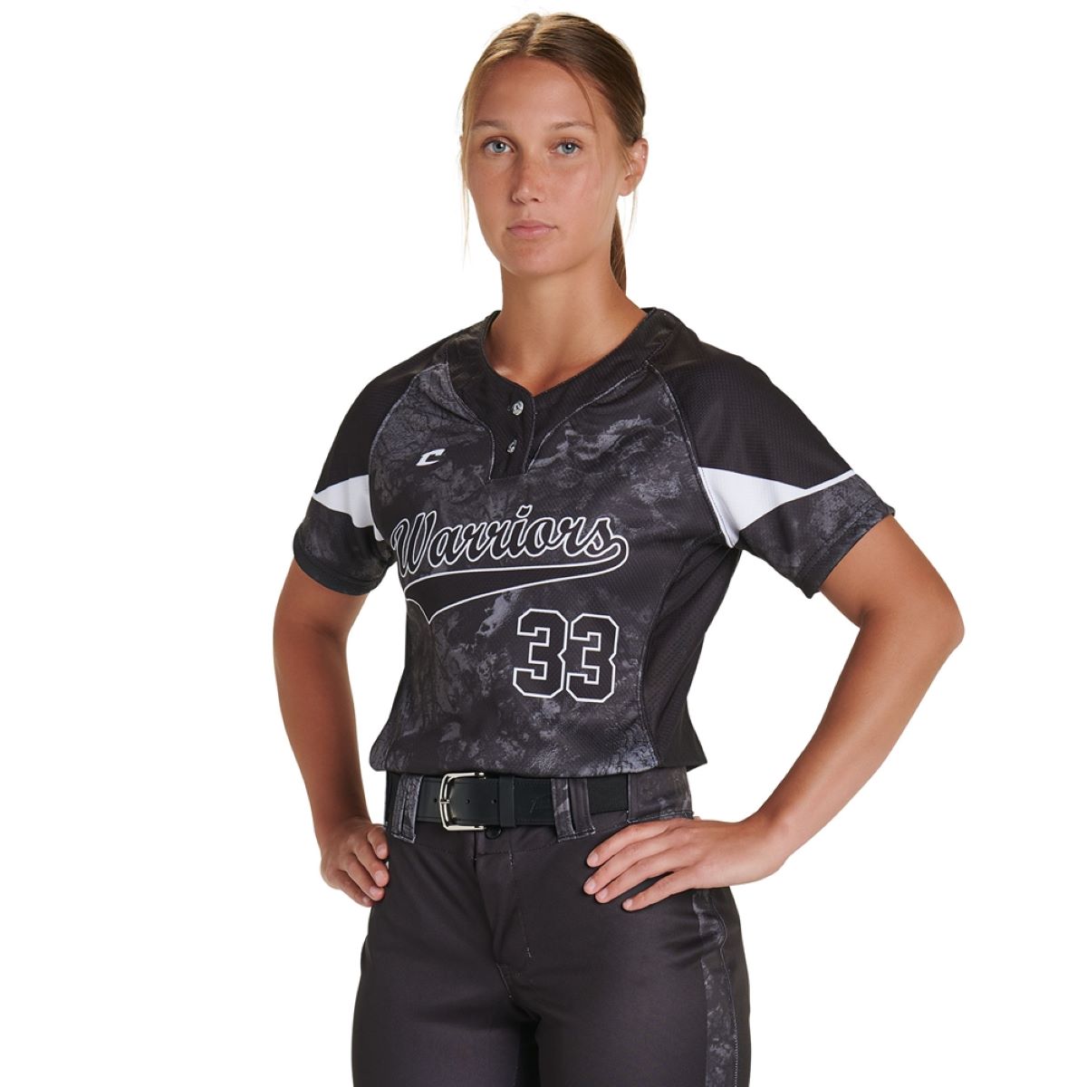 Custom Realtree Pattern Two Button Short Sleeve Loose Jersey Team Softball Jerseys