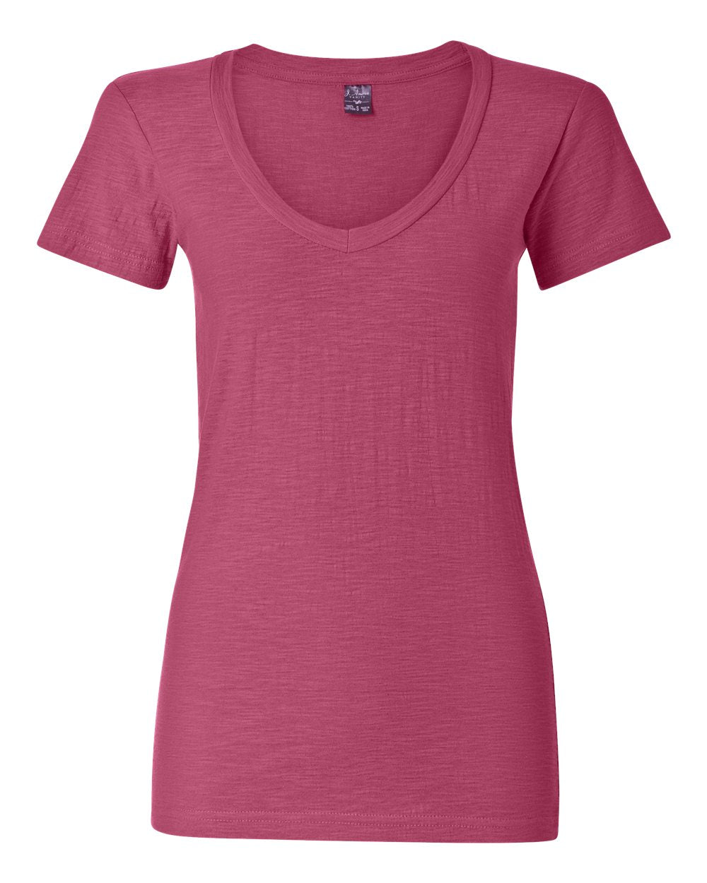 J. America Women's V-Neck Slub Tee 8169