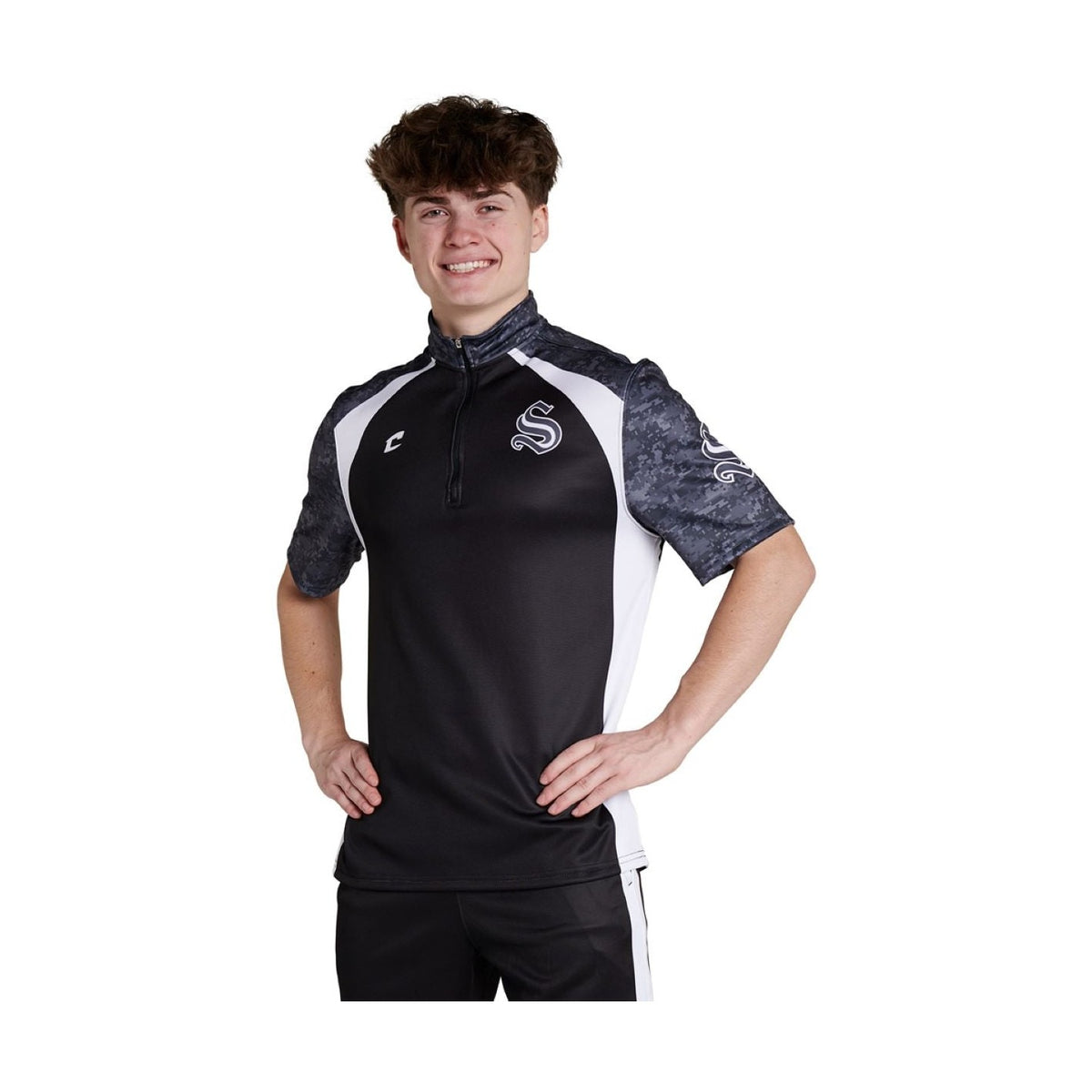 Custom 1/4 Zip Short Sleeve Pullover Team All Sport Shirts & Tops