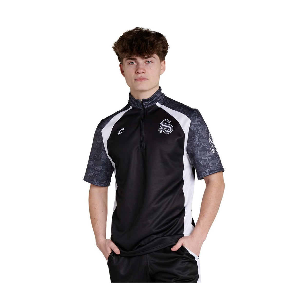 Custom 1/4 Zip Short Sleeve Pullover Team All Sport Shirts & Tops