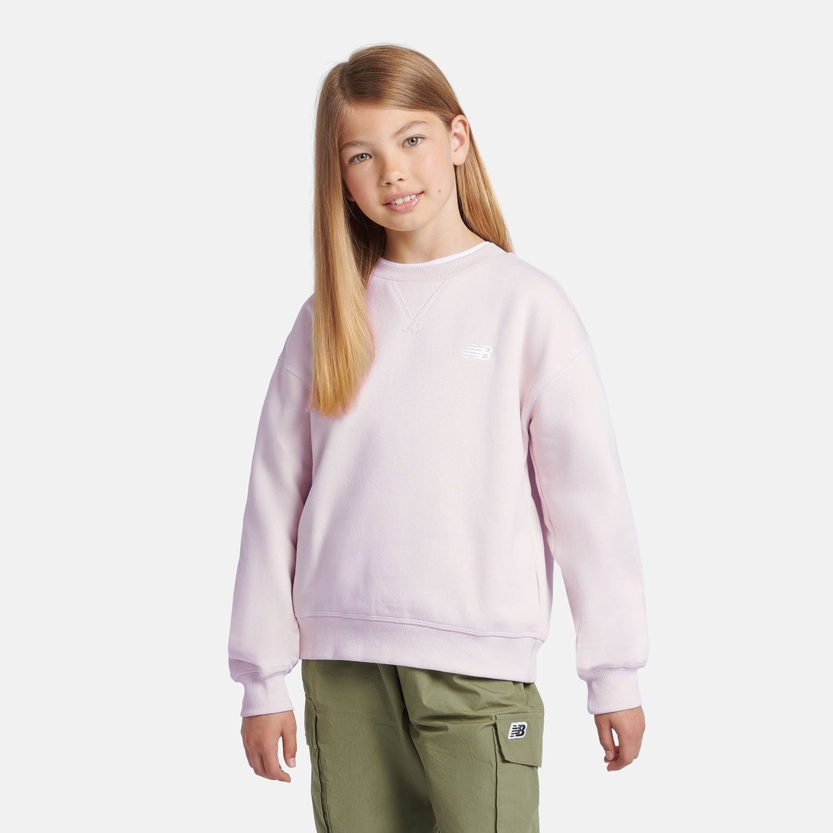 New Balance Youth Brush Back Small Logo Crew Youth Apparel Hoodies & Sweatshirts
