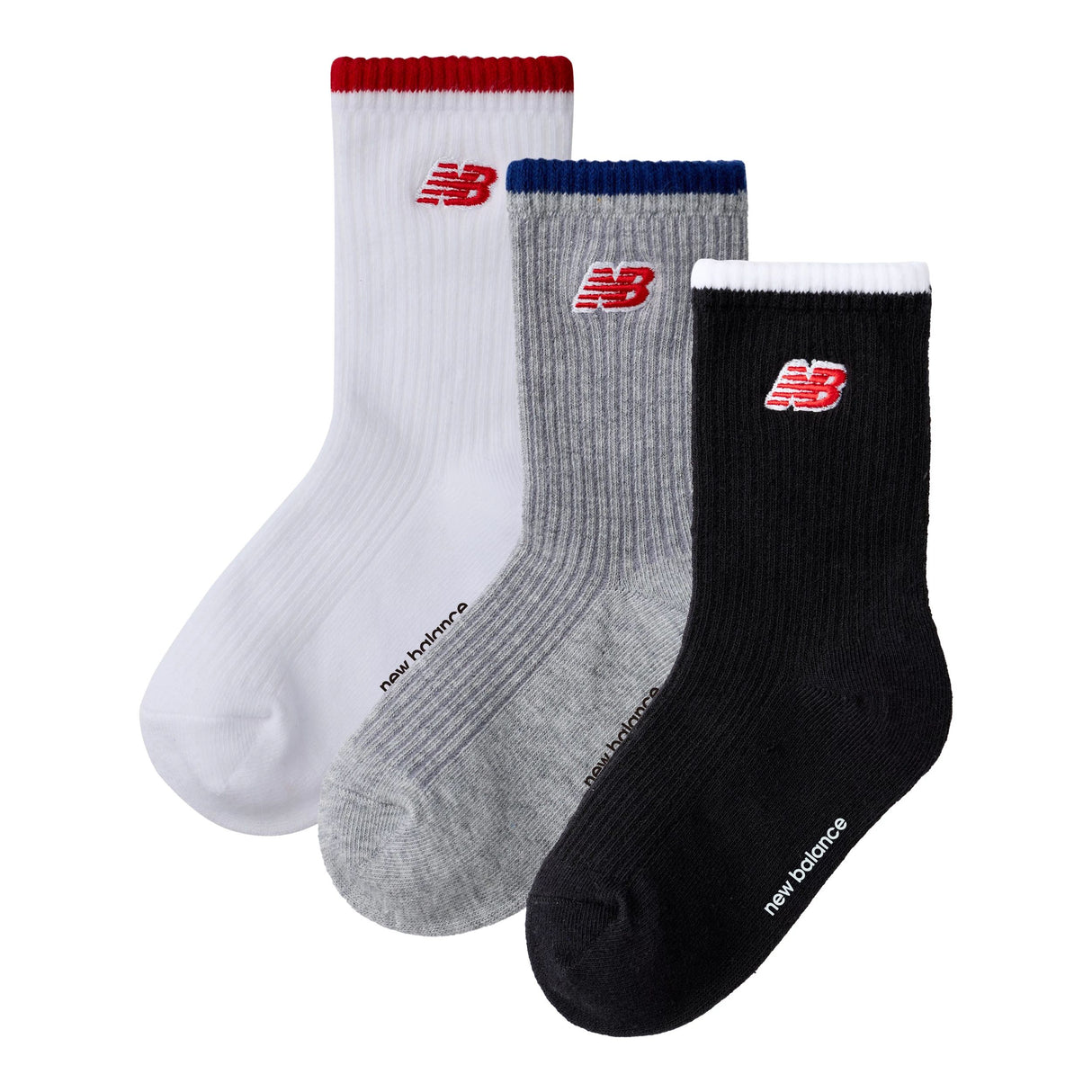 New Balance Youth Patch Logo Midcalf Socks 3 Pack Unisex Accessories Socks