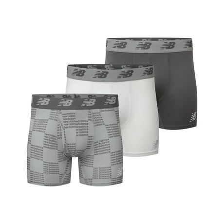 New Balance Men's Premium 6 Inch Boxer Brief with Fly 3 Pack Mens Apparel Underwear