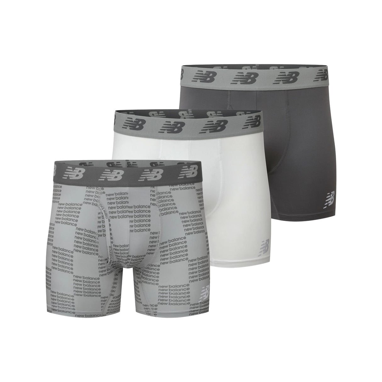 New Balance Men's Premium 6 Inch Boxer Brief with Fly 3 Pack Mens Apparel Underwear