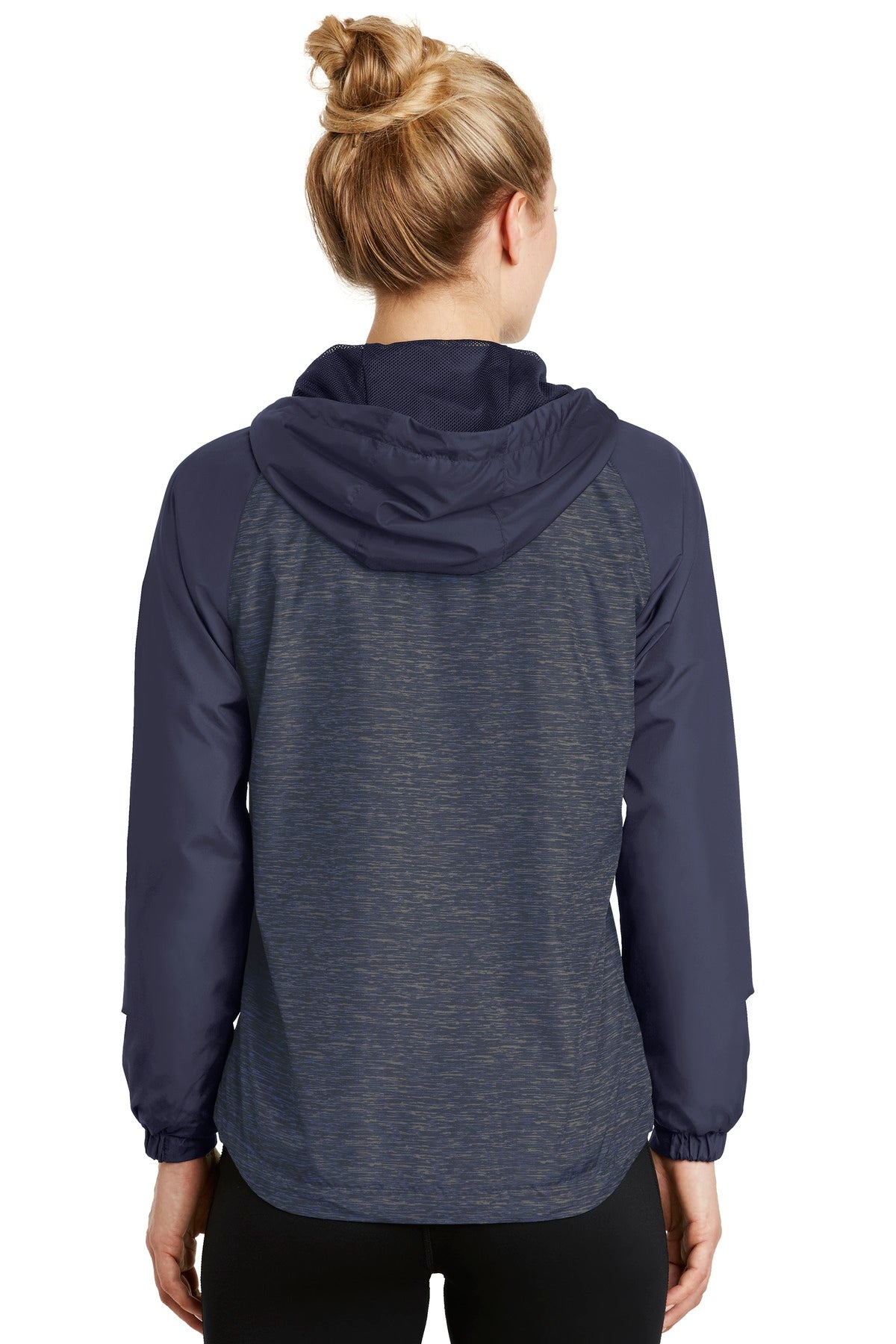 Sport-Tek Women's Heather Colorblock Raglan Hooded Wind Jacket Womens Apparel Jackets & Vests