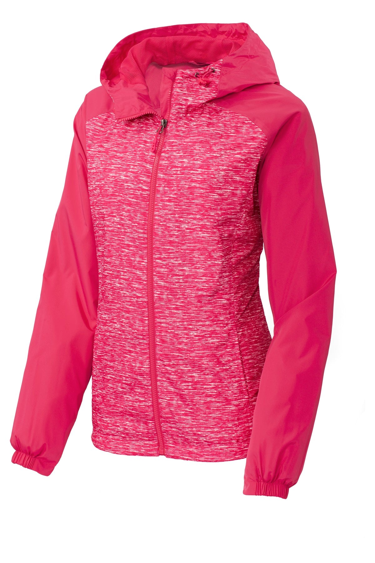 Sport-Tek Women's Heather Colorblock Raglan Hooded Wind Jacket Womens Apparel Jackets & Vests