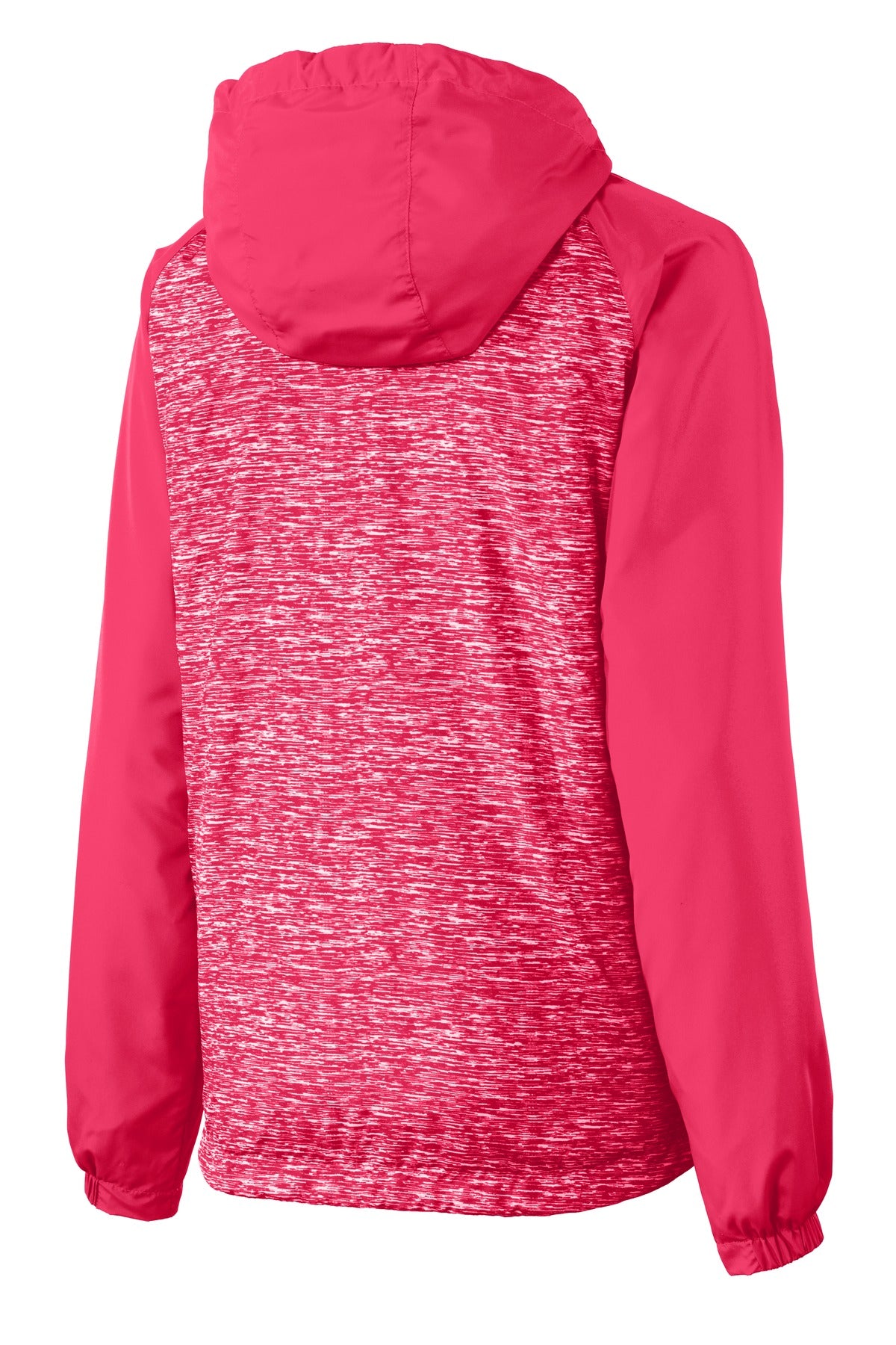 Sport-Tek Women's Heather Colorblock Raglan Hooded Wind Jacket Womens Apparel Jackets & Vests