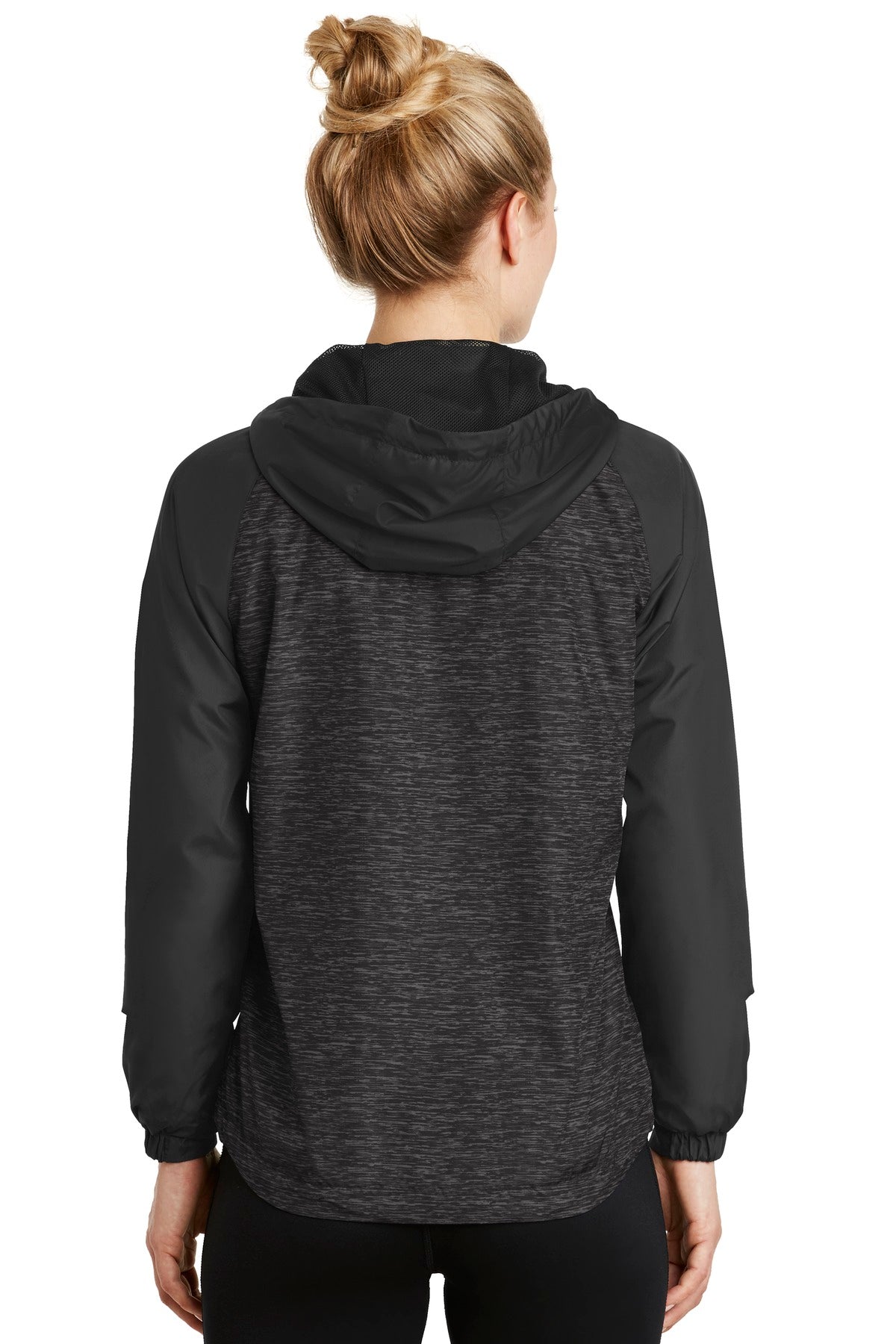 Sport-Tek Women's Heather Colorblock Raglan Hooded Wind Jacket Womens Apparel Jackets & Vests