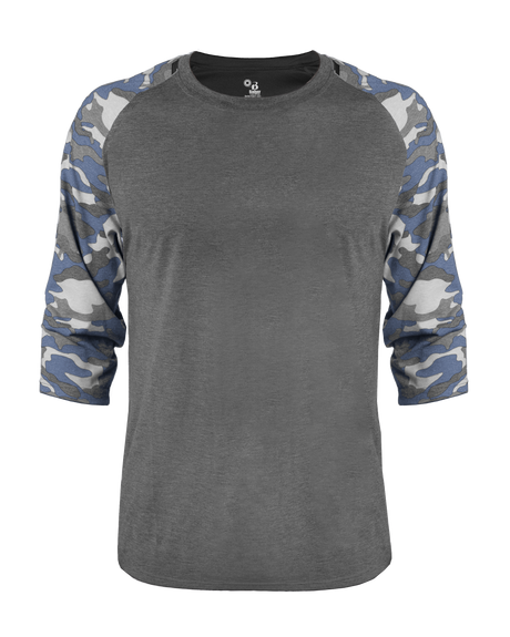 Badger Men's Vintage Camo Tri-Blend Baseball Tee Mens Apparel Shirts & Tops