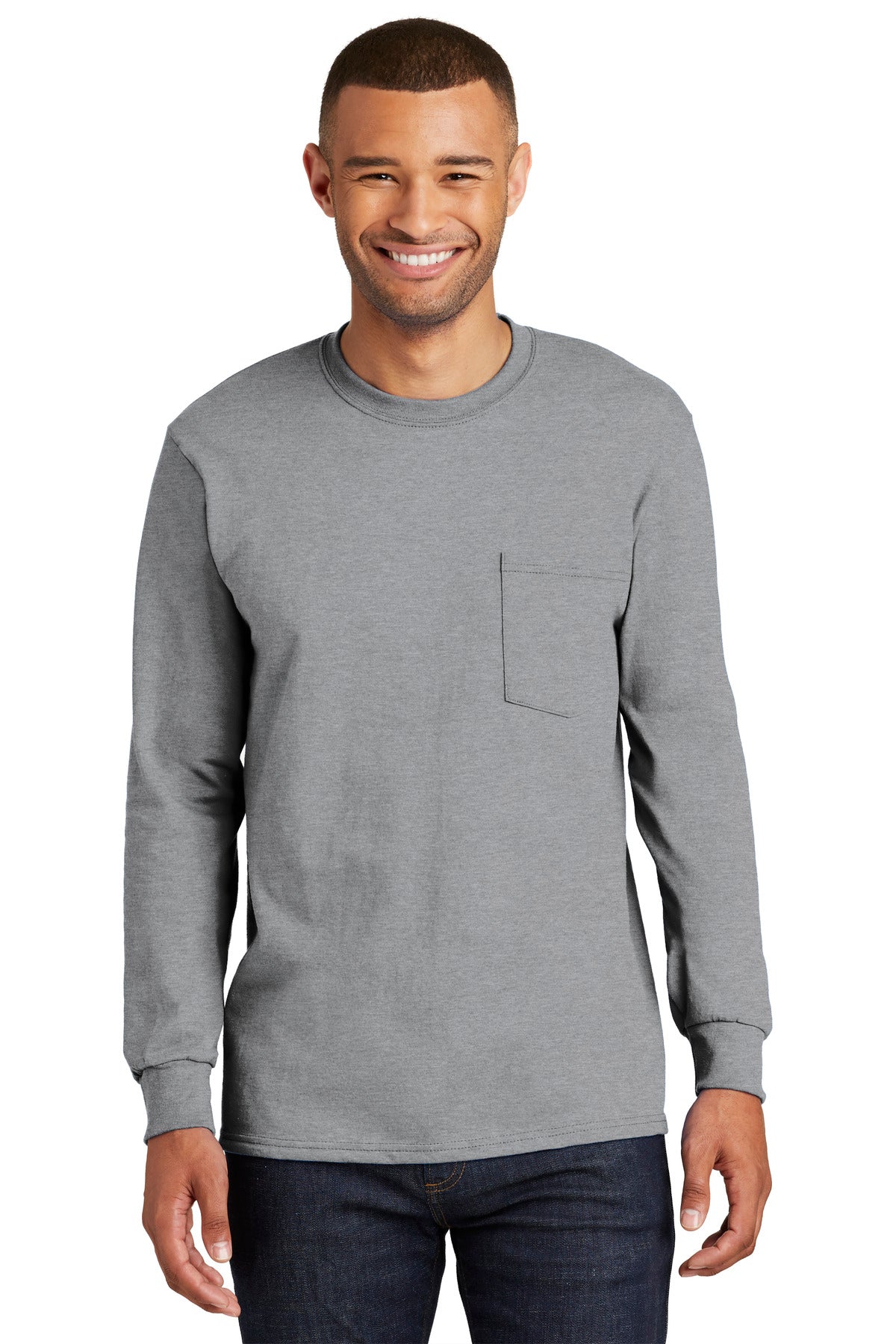 Port & Company Men's Tall Long Sleeve Essential Pocket Tee Mens Apparel Shirts & Tops