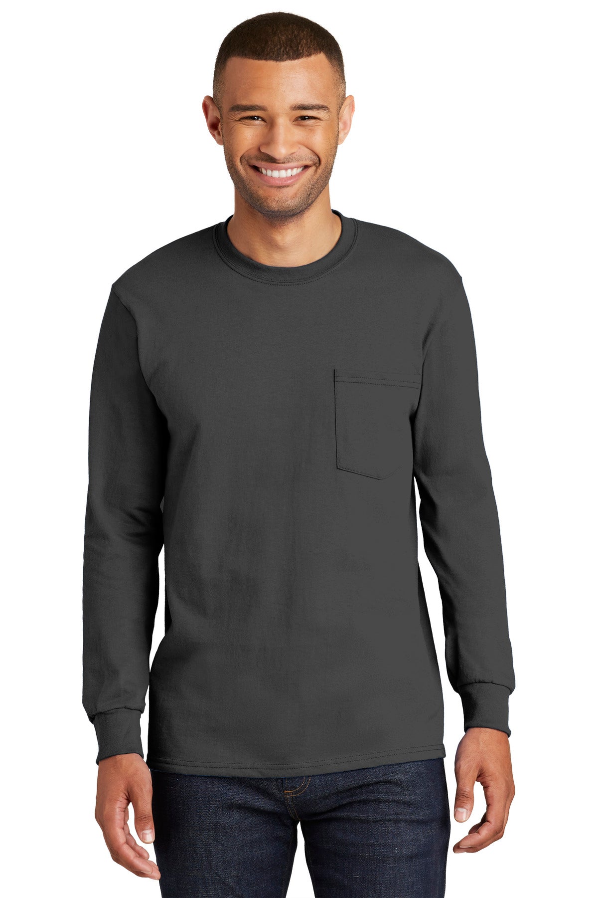 Port & Company Men's Tall Long Sleeve Essential Pocket Tee Mens Apparel Shirts & Tops