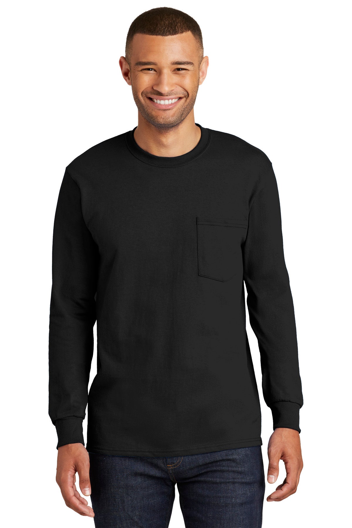 Port & Company Men's Tall Long Sleeve Essential Pocket Tee Mens Apparel Shirts & Tops