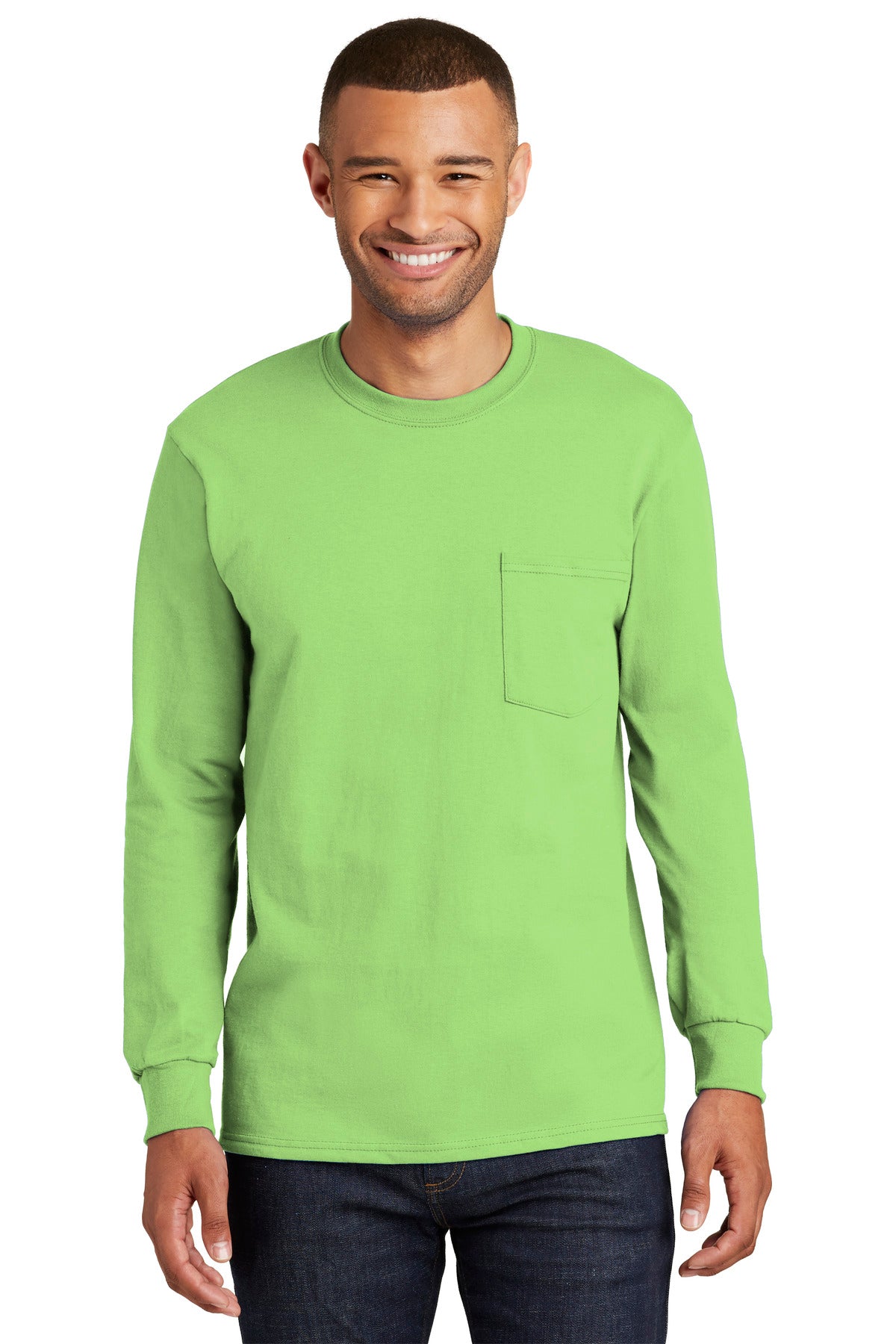 Port & Company Men's Tall Long Sleeve Essential Pocket Tee Mens Apparel Shirts & Tops