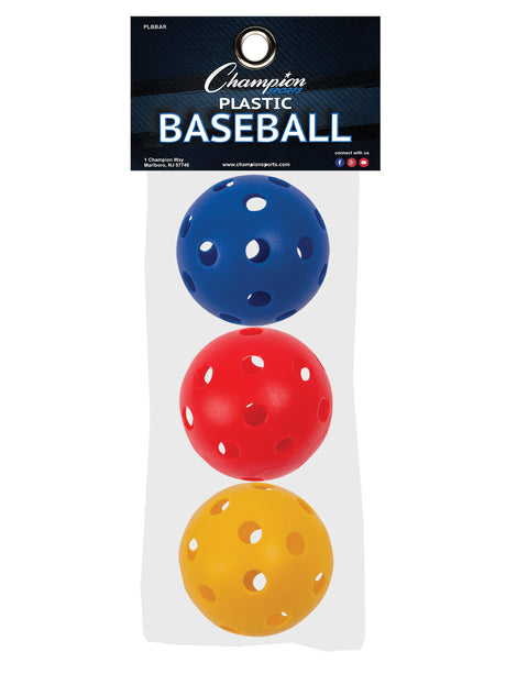 Champion Sports Plastic Baseball Assorted Color Set Baseball Baseballs All