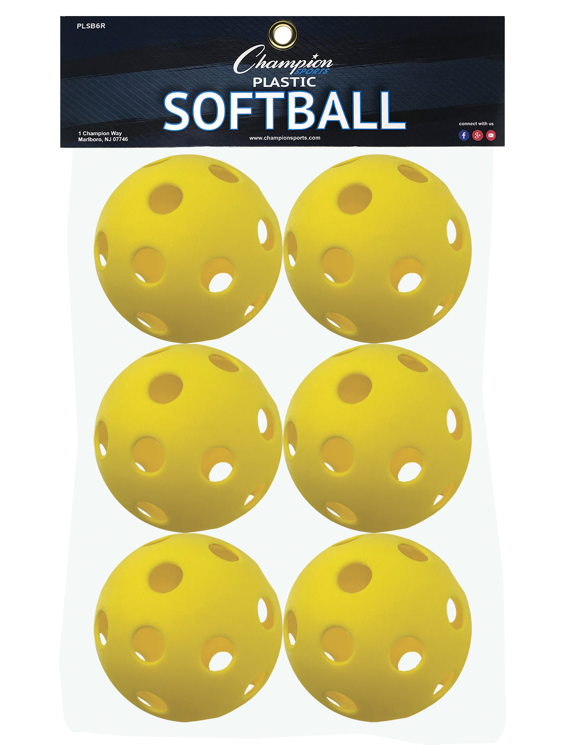Champion Sports Plastic Assorted Softball Set of 6 Softball Softballs All