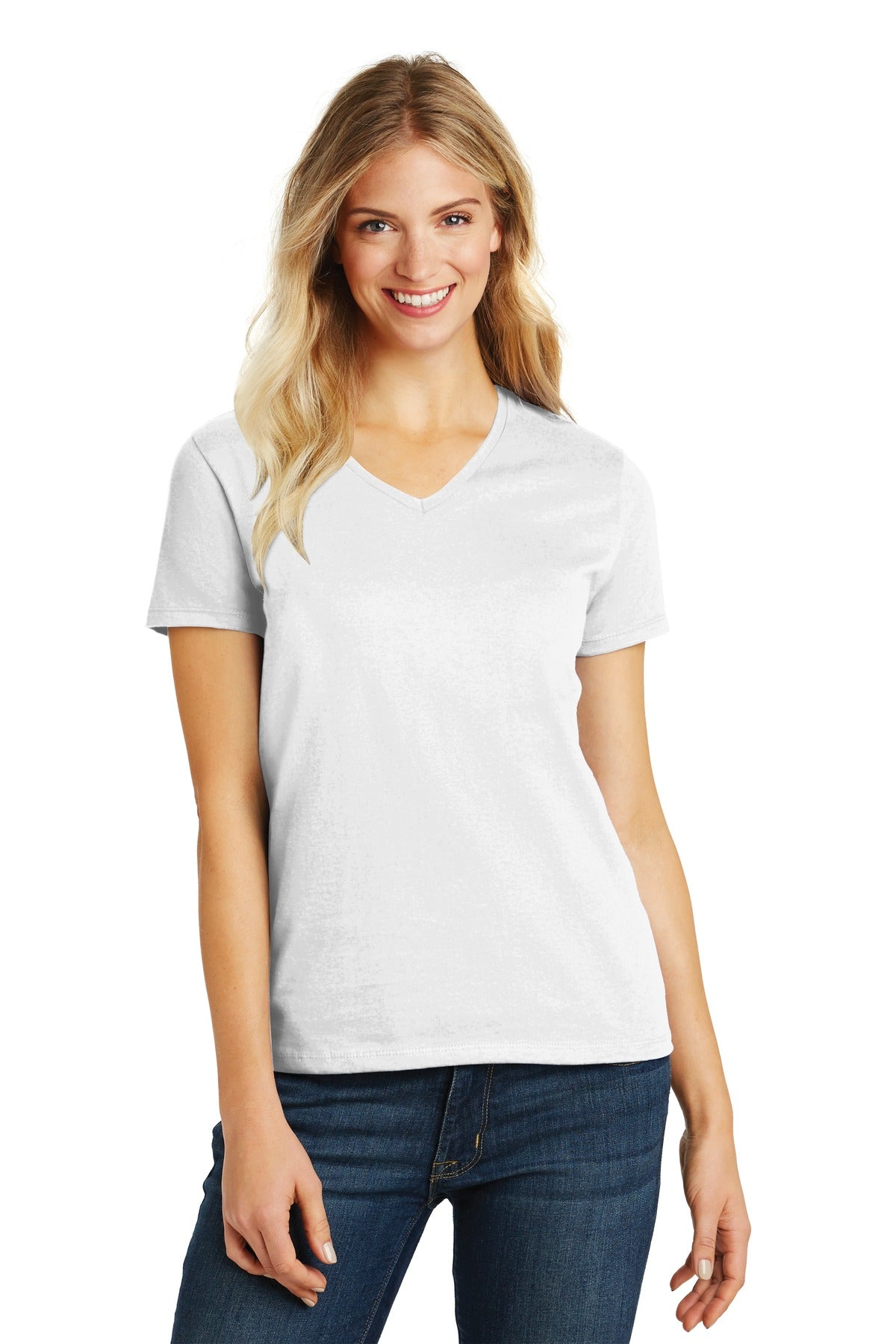 District Women's Perfect Blend V-Neck Tee. DM1190L 2 of 2 Womens Apparel Shirts & Tops