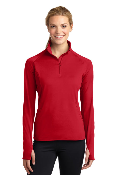 Sport-Tek Ladies Sport-Wick Stretch 1/2-Zip Pullover. LST850 1 of 2 Womens Apparel Sweatshirts & Fleece