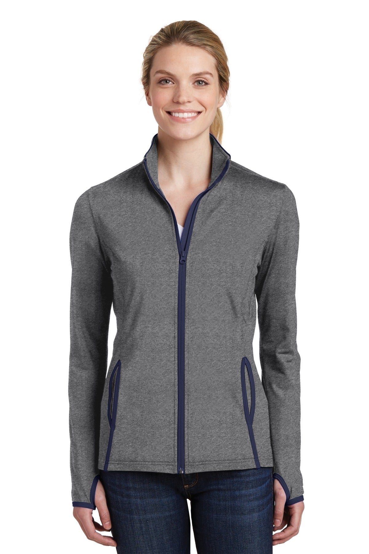 Sport-Tek Women's Sport-Wick Stretch Contrast Full-Zip Jacket Womens Apparel Jackets & Vests