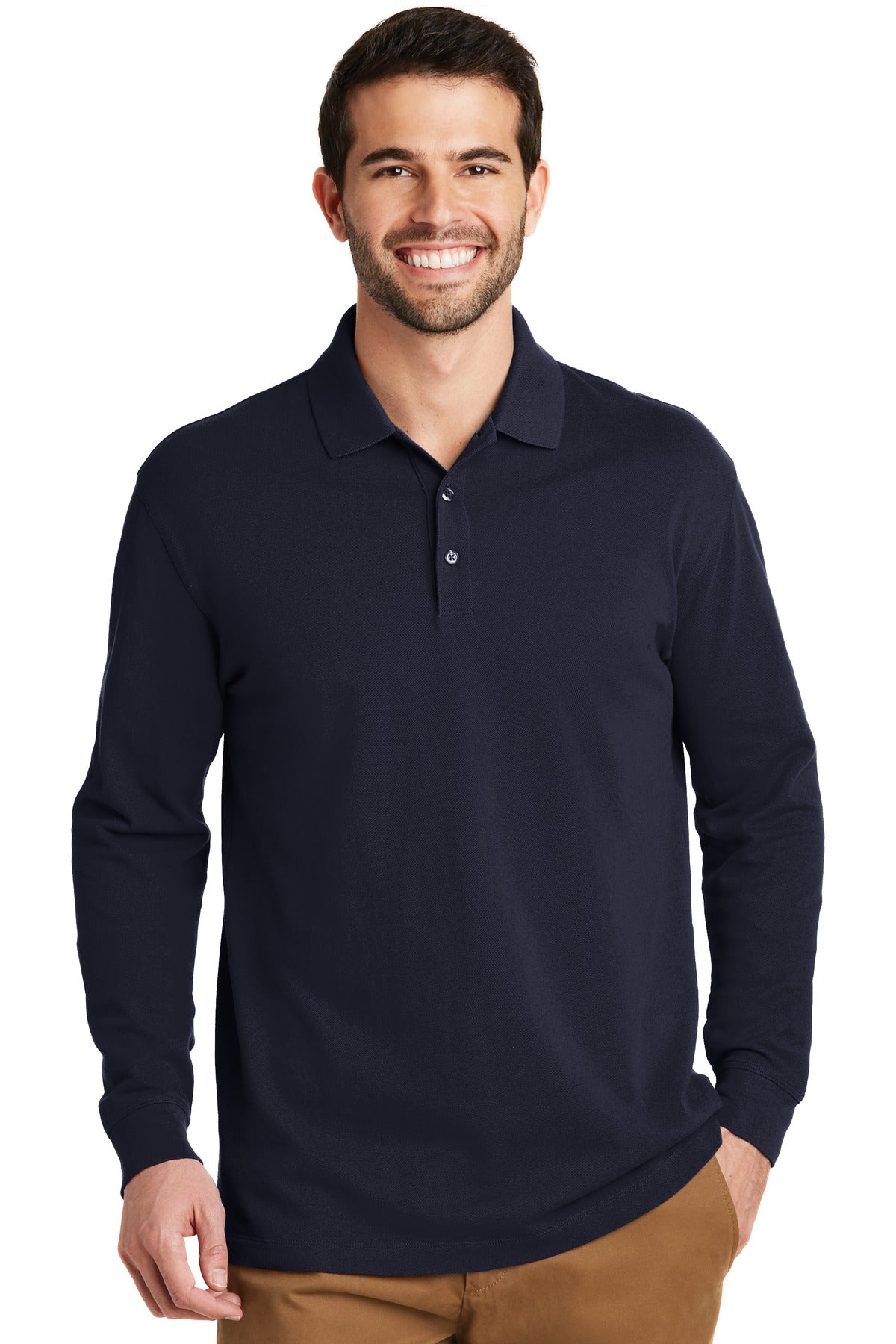 Port Authority Men's EZCotton Long Sleeve Polo. K8000LS Mens Apparel Shirts & Tops