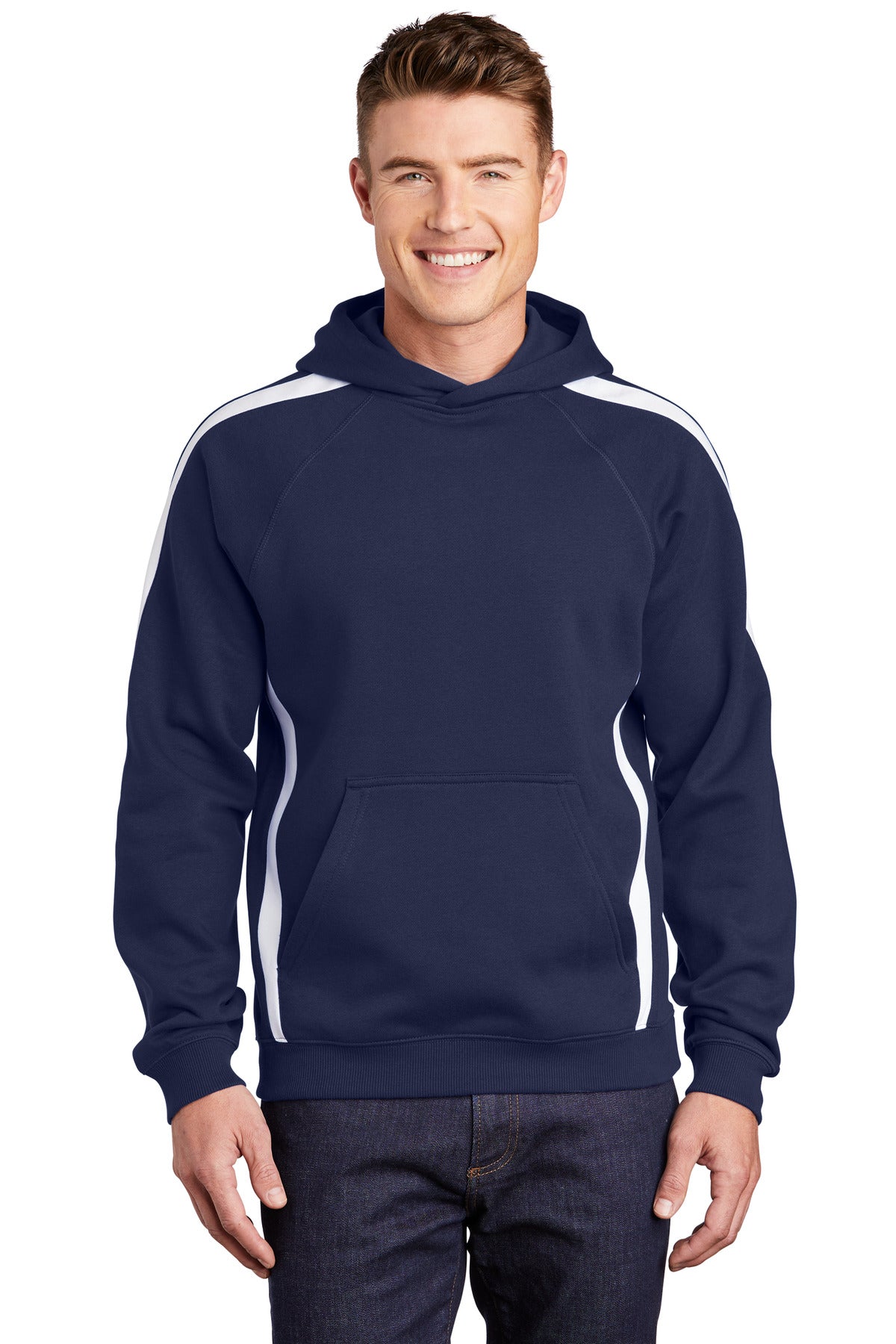 Sport-Tek Men's Sleeve Stripe Pullover Hooded Sweatshirt Mens Apparel Sweatshirts & Fleece