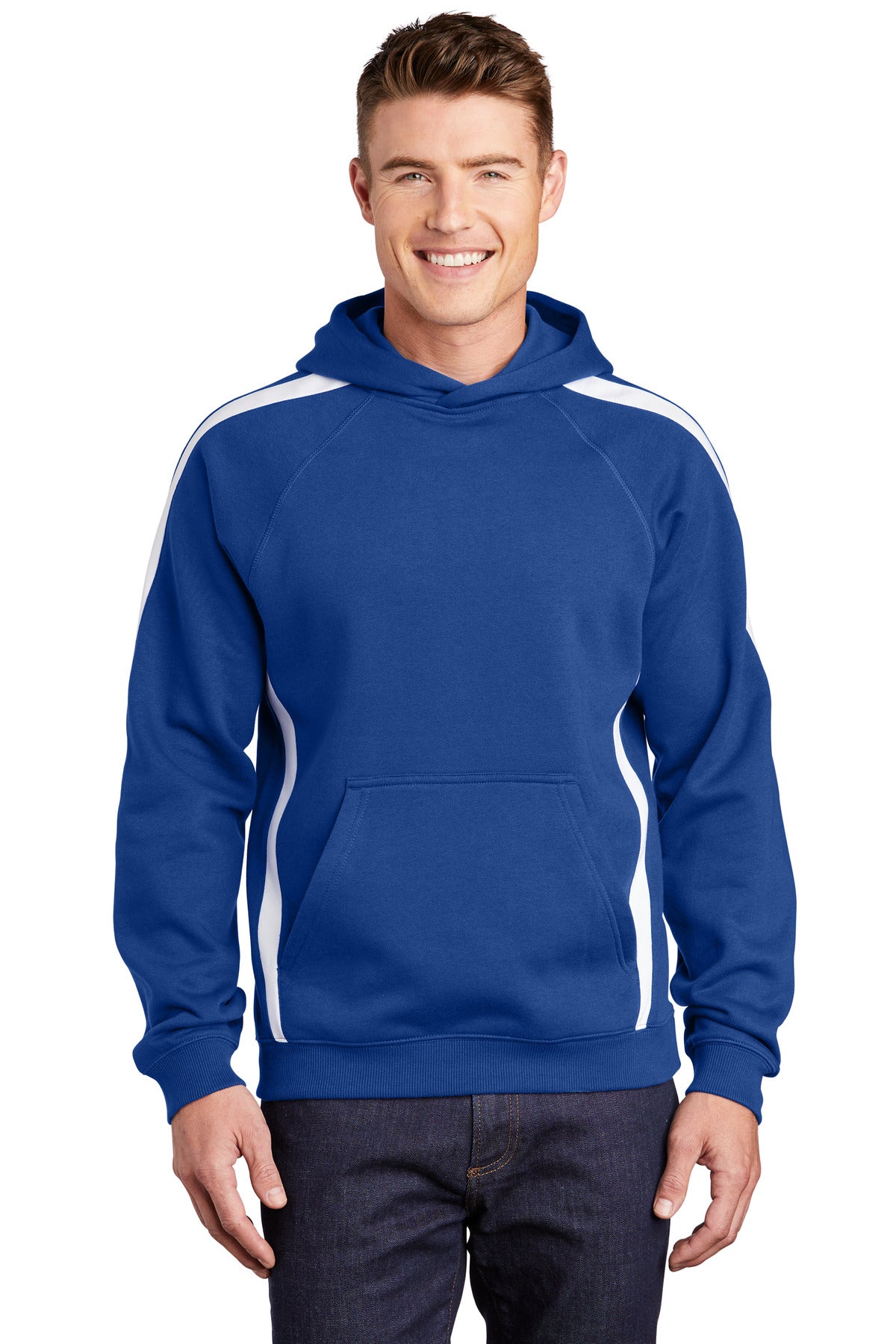 Sport-Tek Men's Sleeve Stripe Pullover Hooded Sweatshirt Mens Apparel Sweatshirts & Fleece