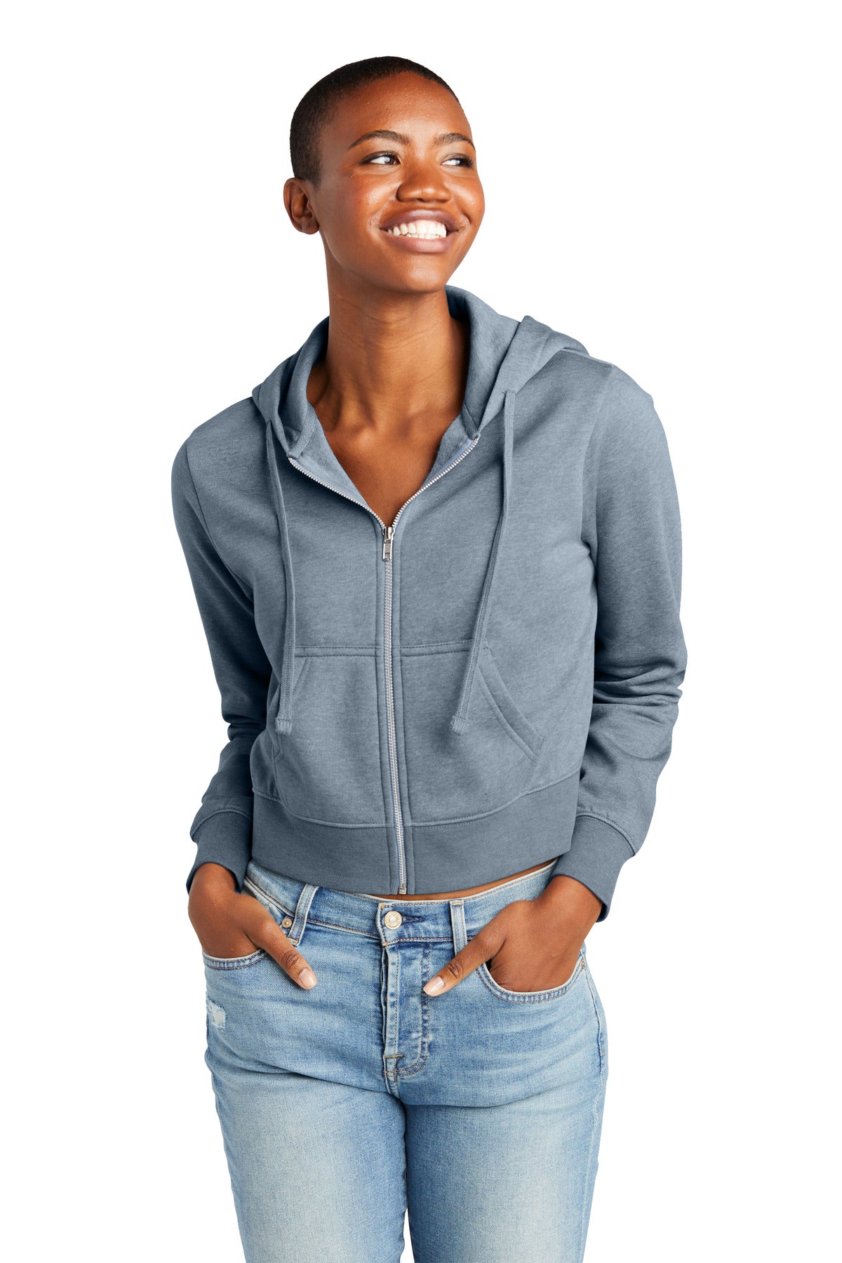 District Women's V.I.T. Fleece Full-Zip Hoodie DT6103 Womens Apparel Sweatshirts & Fleece