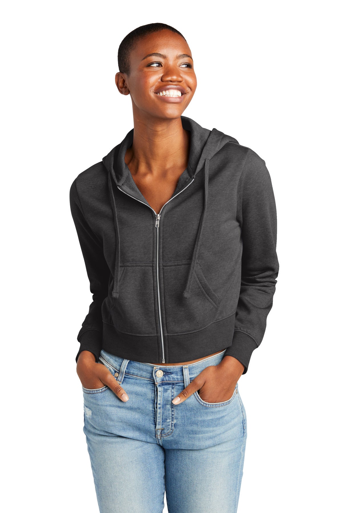 District Women's V.I.T. Fleece Full-Zip Hoodie DT6103 Womens Apparel Sweatshirts & Fleece