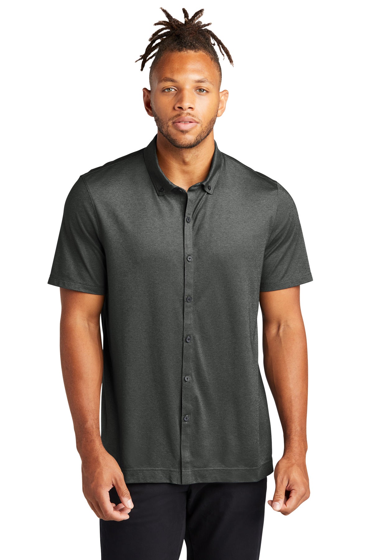 MERCER+METTLE Stretch Pique Full-Button Polo MM1006 Mens Apparel Shirts & Tops