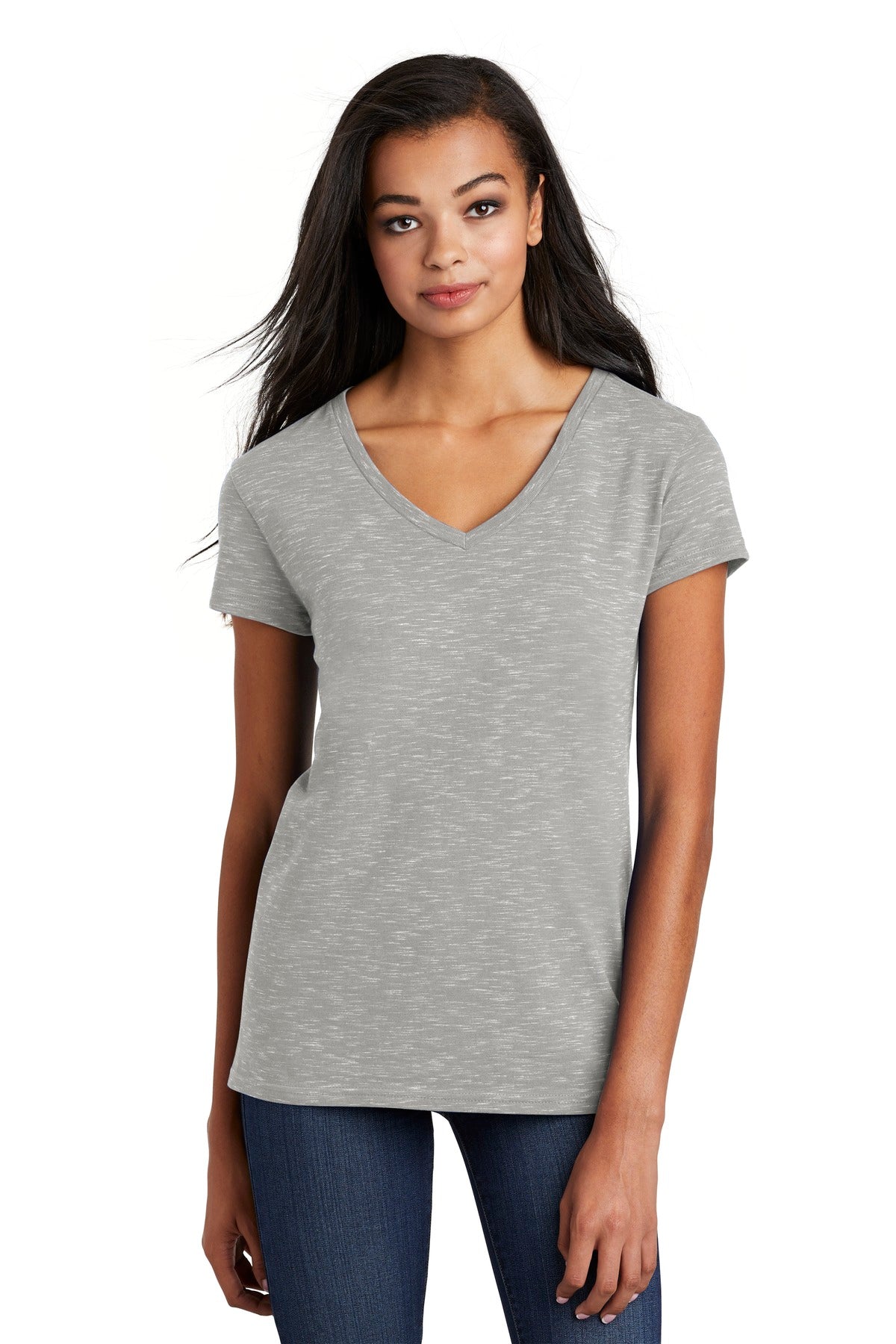 District Women's Medal V-Neck Tee. DT664 Womens Apparel Shirts & Tops