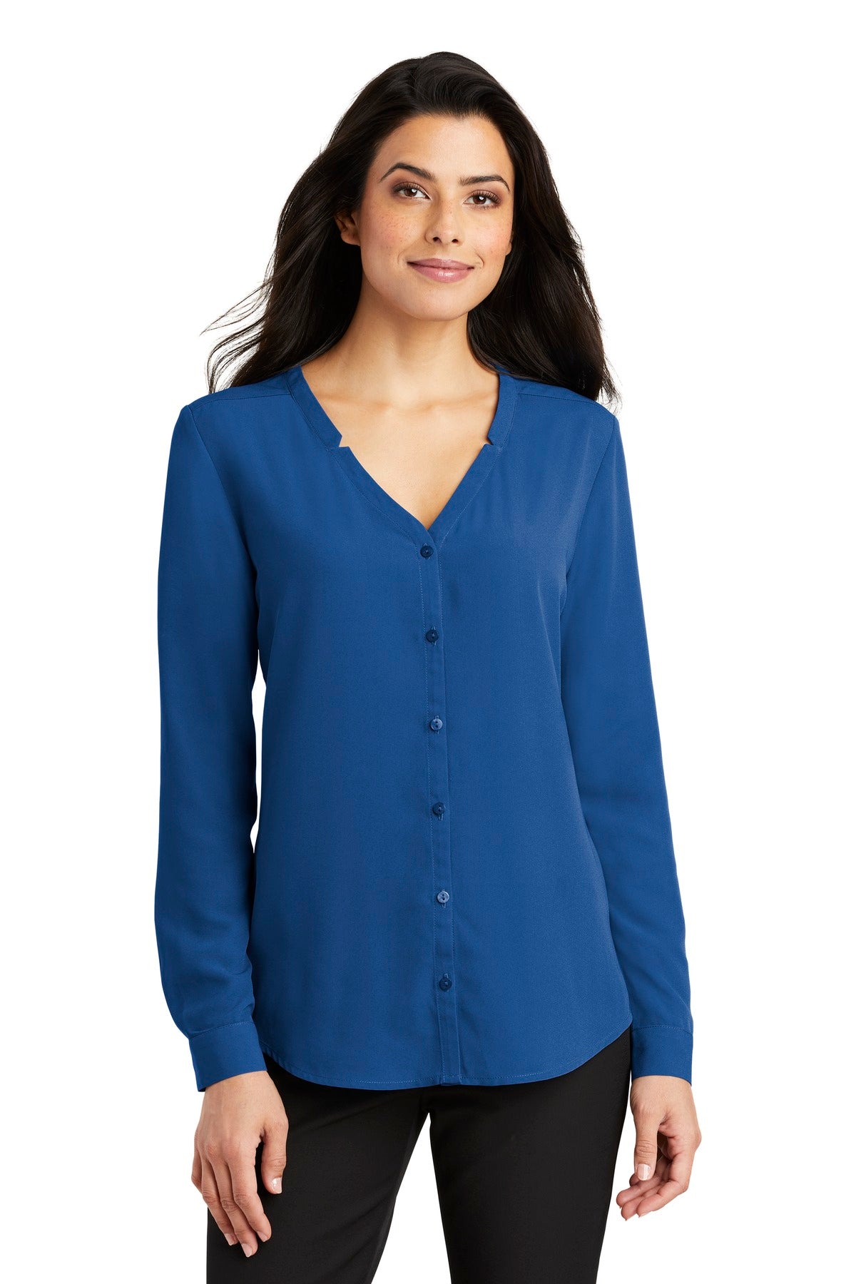 Port Authority Women's Long Sleeve Button-Front Blouse. LW700 Womens Apparel Shirts & Tops
