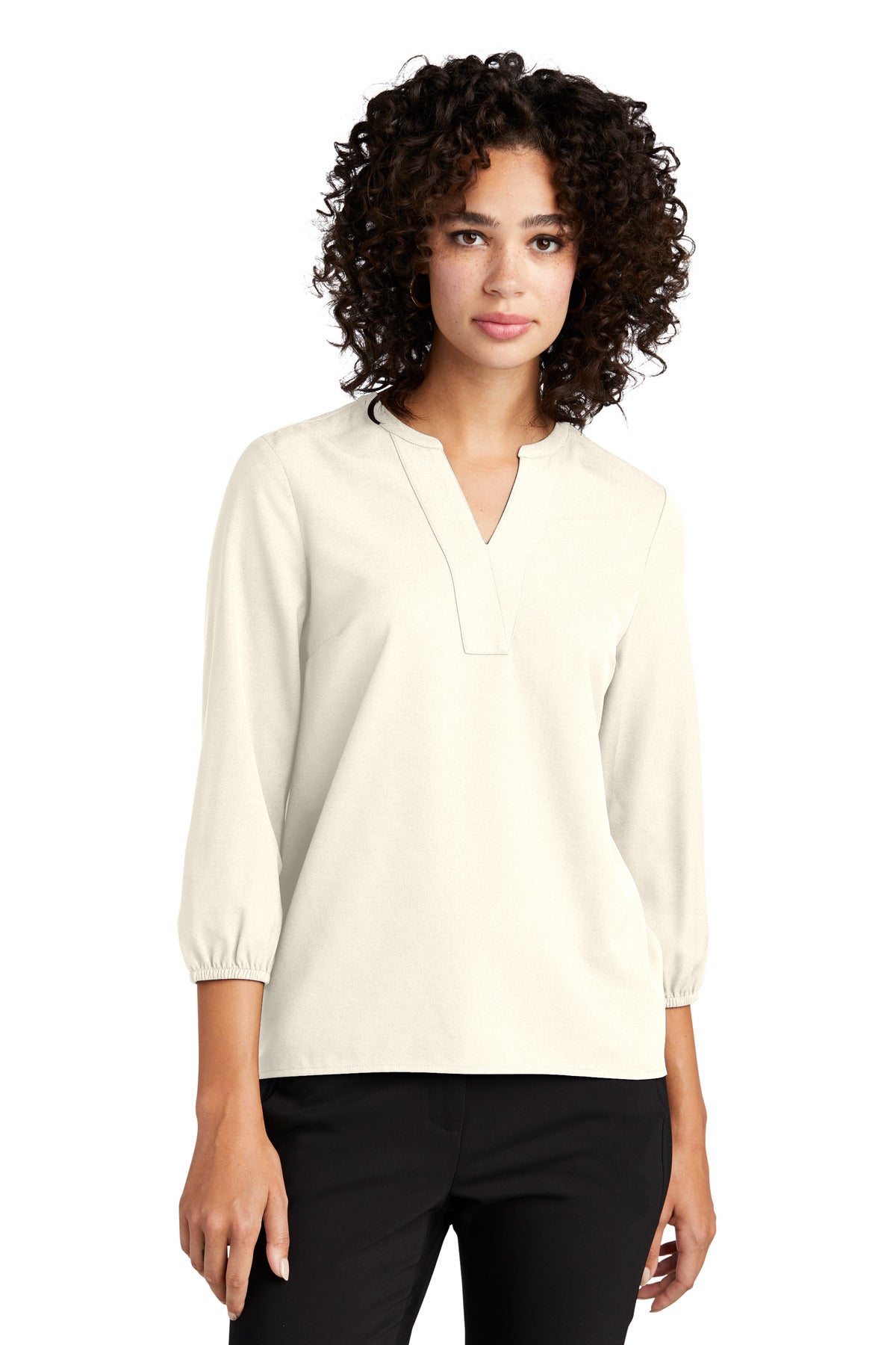 MERCER+METTLE Women's Stretch Crepe 3/4-Sleeve Blouse MM2011 Womens Apparel Shirts & Tops