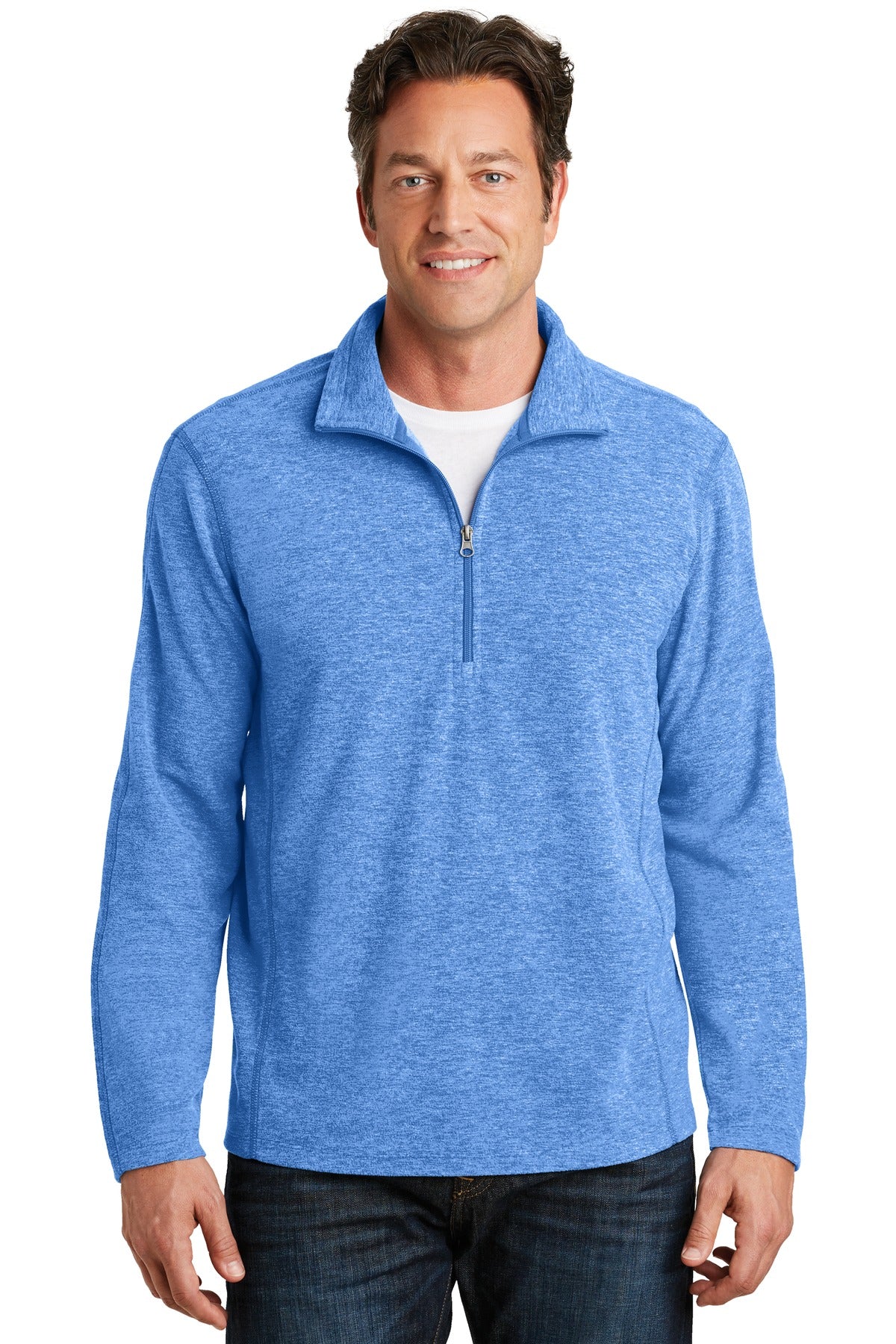Port Authority Men's Heather Microfleece 1/2-Zip Pullover. F234 Mens Apparel Shirts & Tops