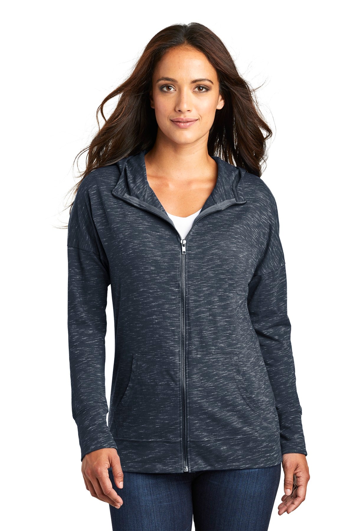 District Women's Medal Full-Zip Hoodie. DT665 Womens Apparel Sweatshirts & Fleece