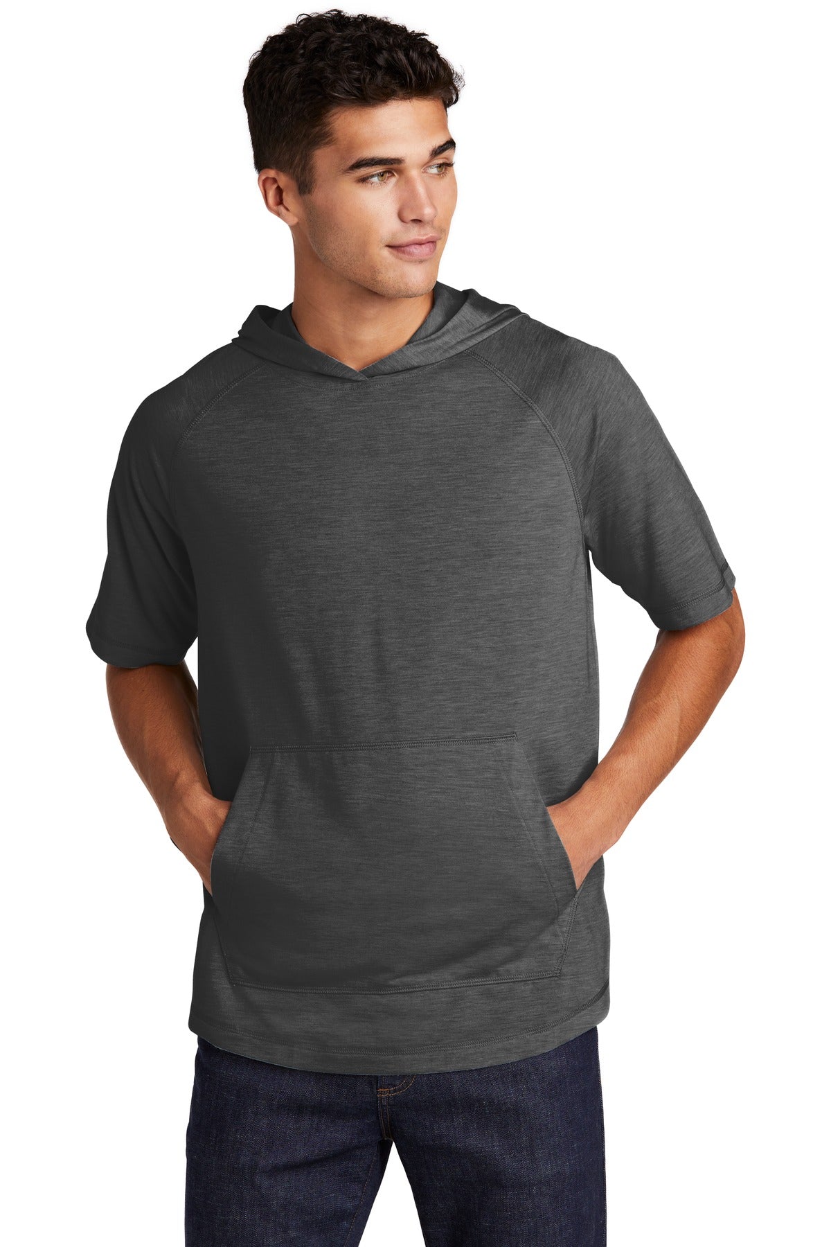 Sport-Tek Men's PosiCharge Tri-Blend Wicking Short Sleeve Hoodie Mens Apparel Sweatshirts & Fleece