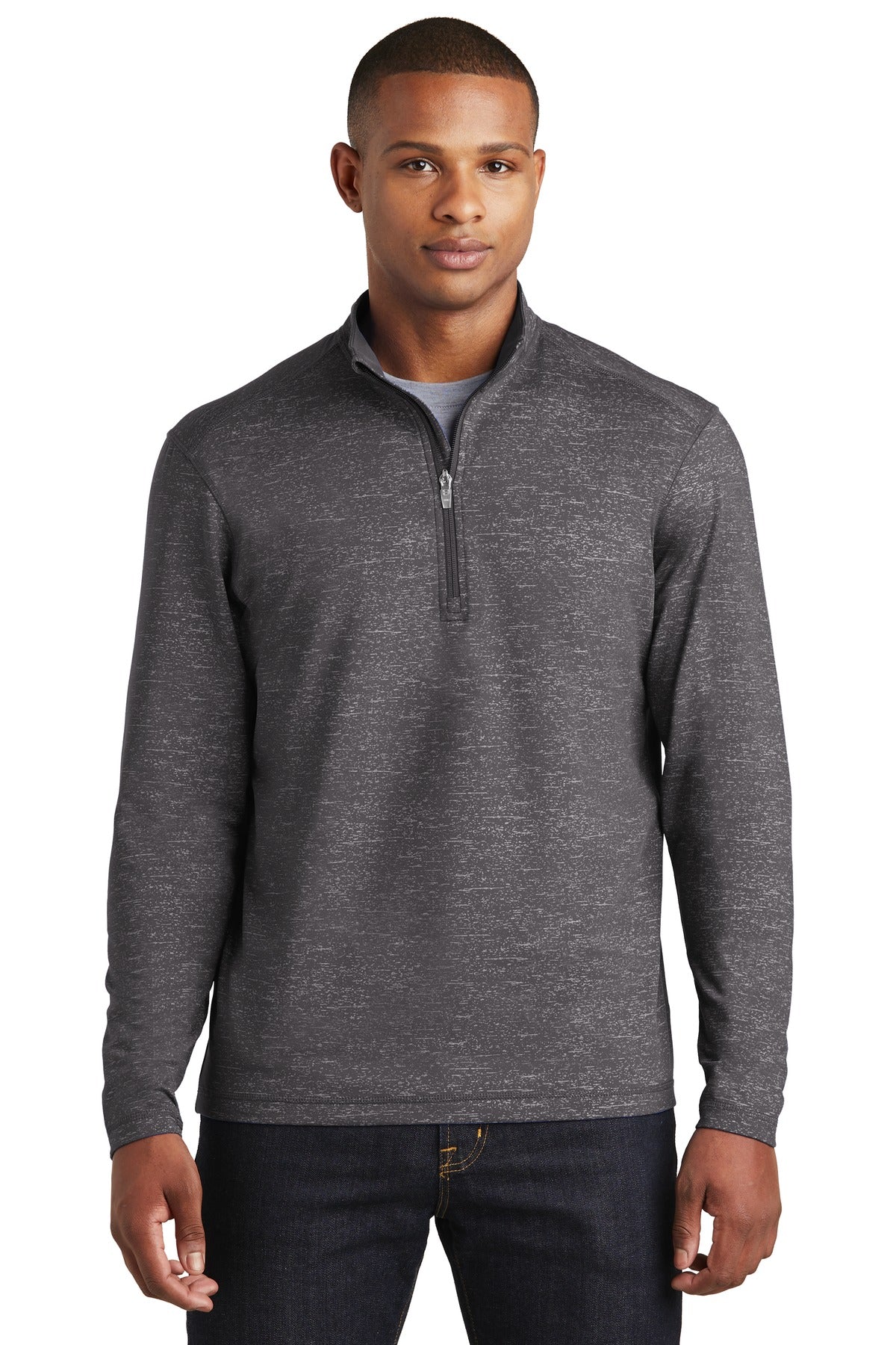 Sport-Tek Men's Sport-Wick Stretch Reflective Heather 1/2-Zip Pullover Mens Apparel Sweatshirts & Fleece
