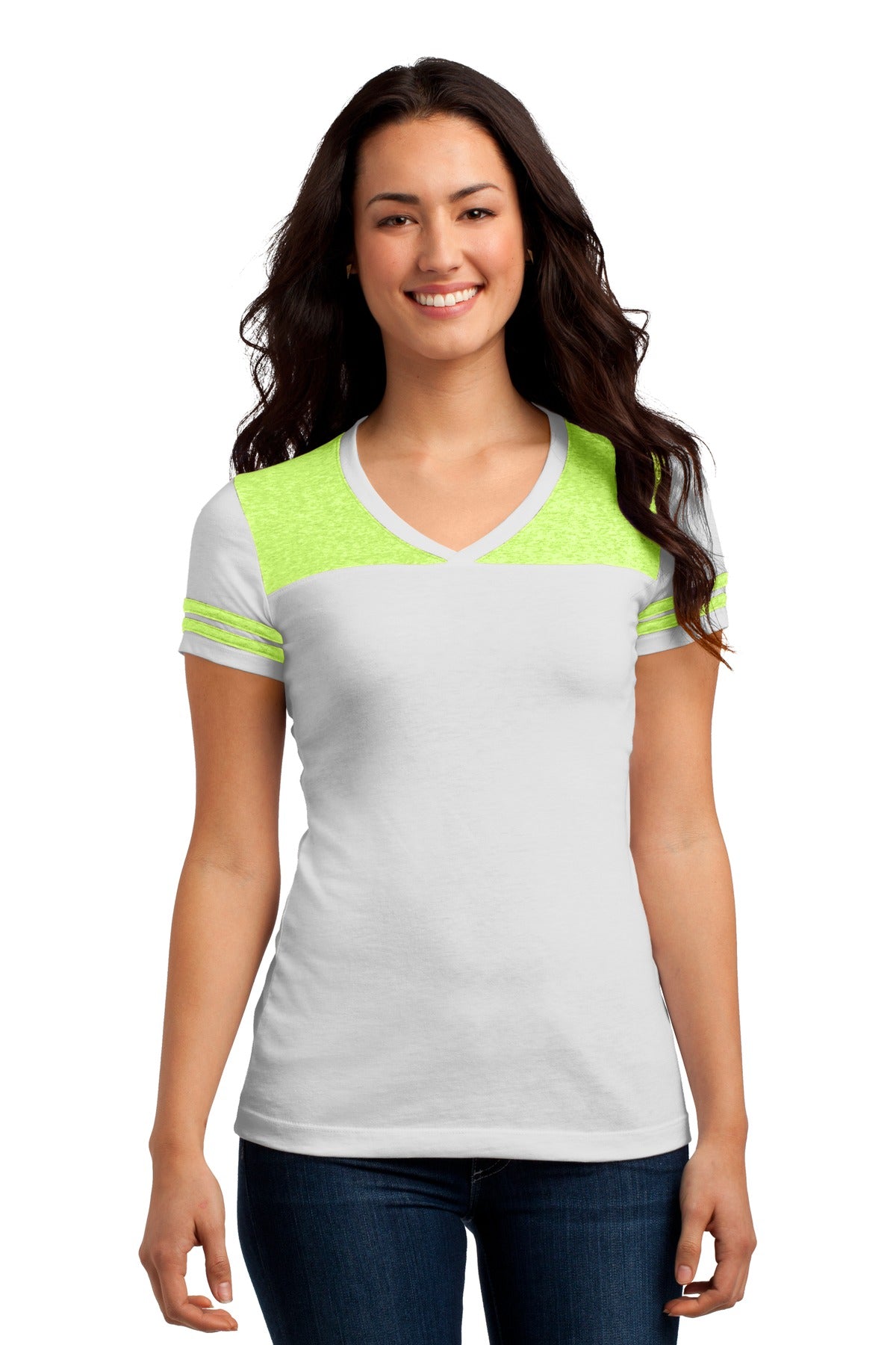 District Juniors Varsity V-Neck Tee. DT264 Womens Apparel Shirts & Tops