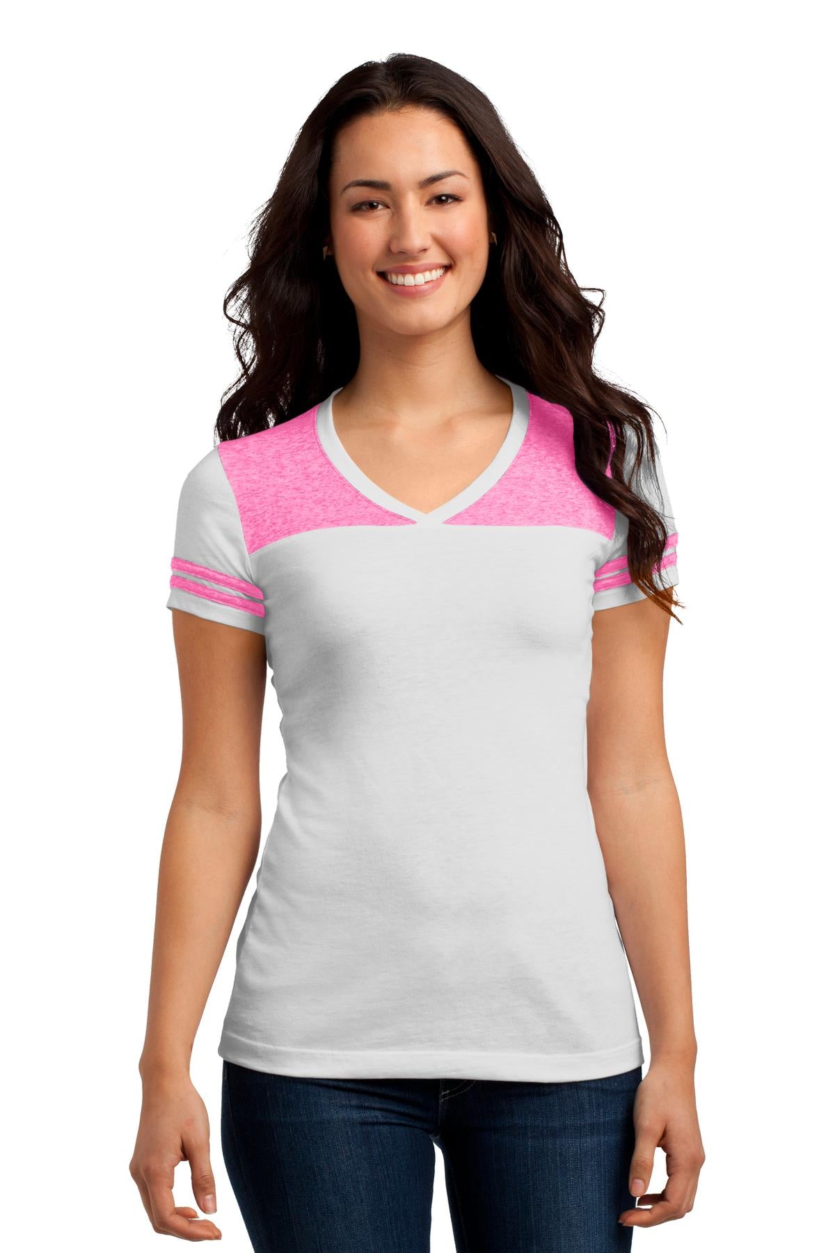 District Juniors Varsity V-Neck Tee. DT264 Womens Apparel Shirts & Tops