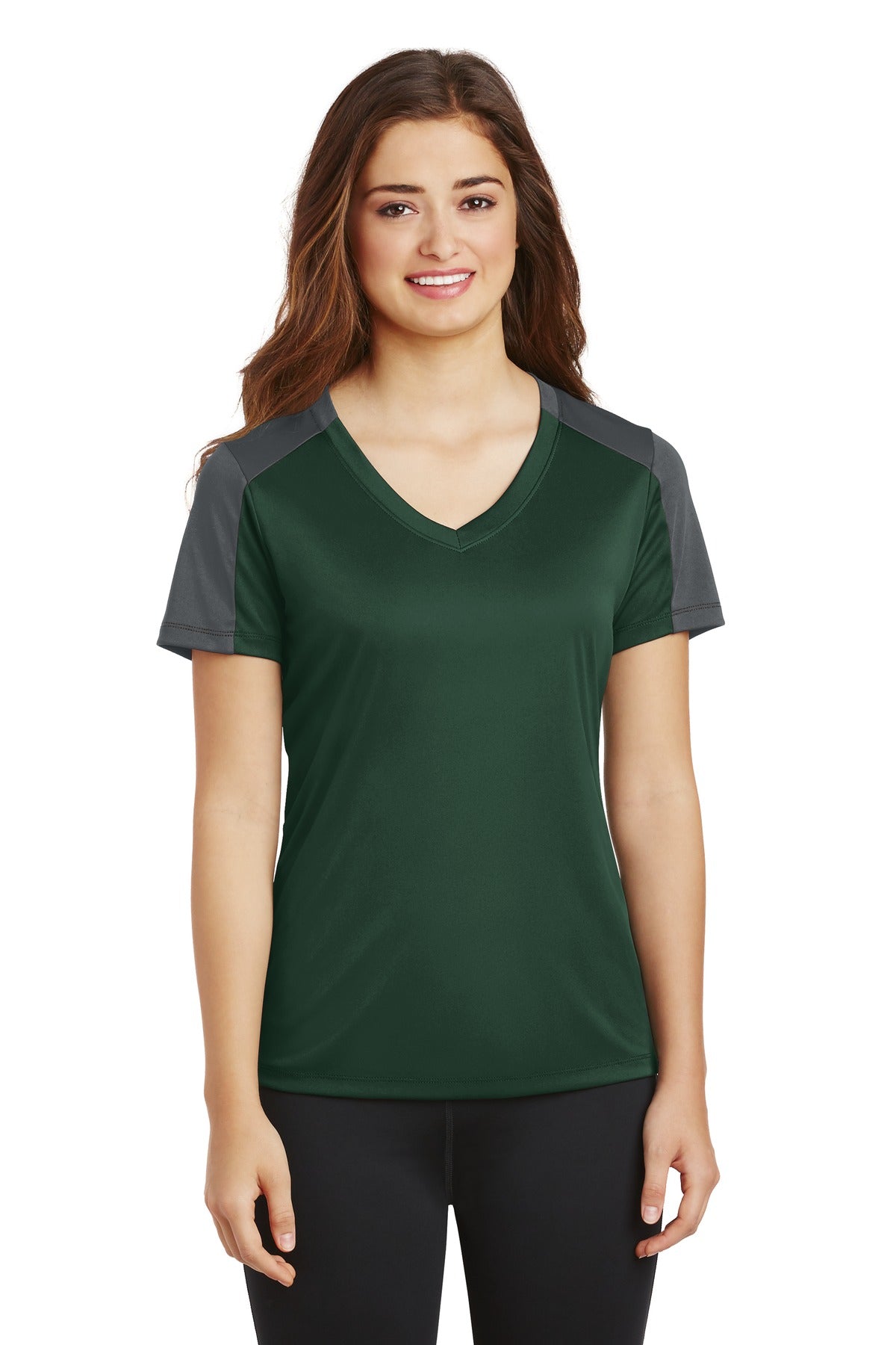 Sport-Tek Women's PosiCharge Competitor Sleeve-Blocked V-Neck Tee LST354