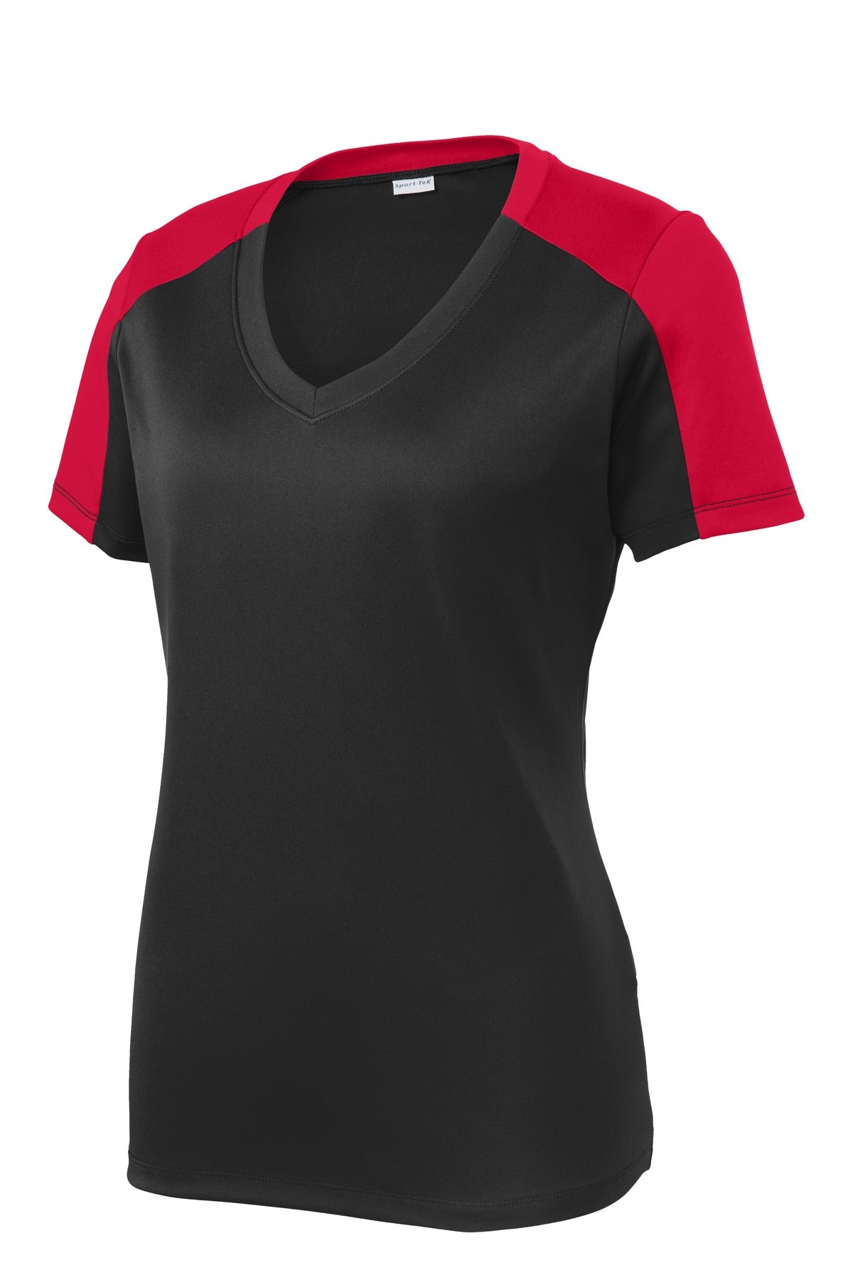 Sport-Tek Women's PosiCharge Competitor Sleeve-Blocked V-Neck Tee LST354