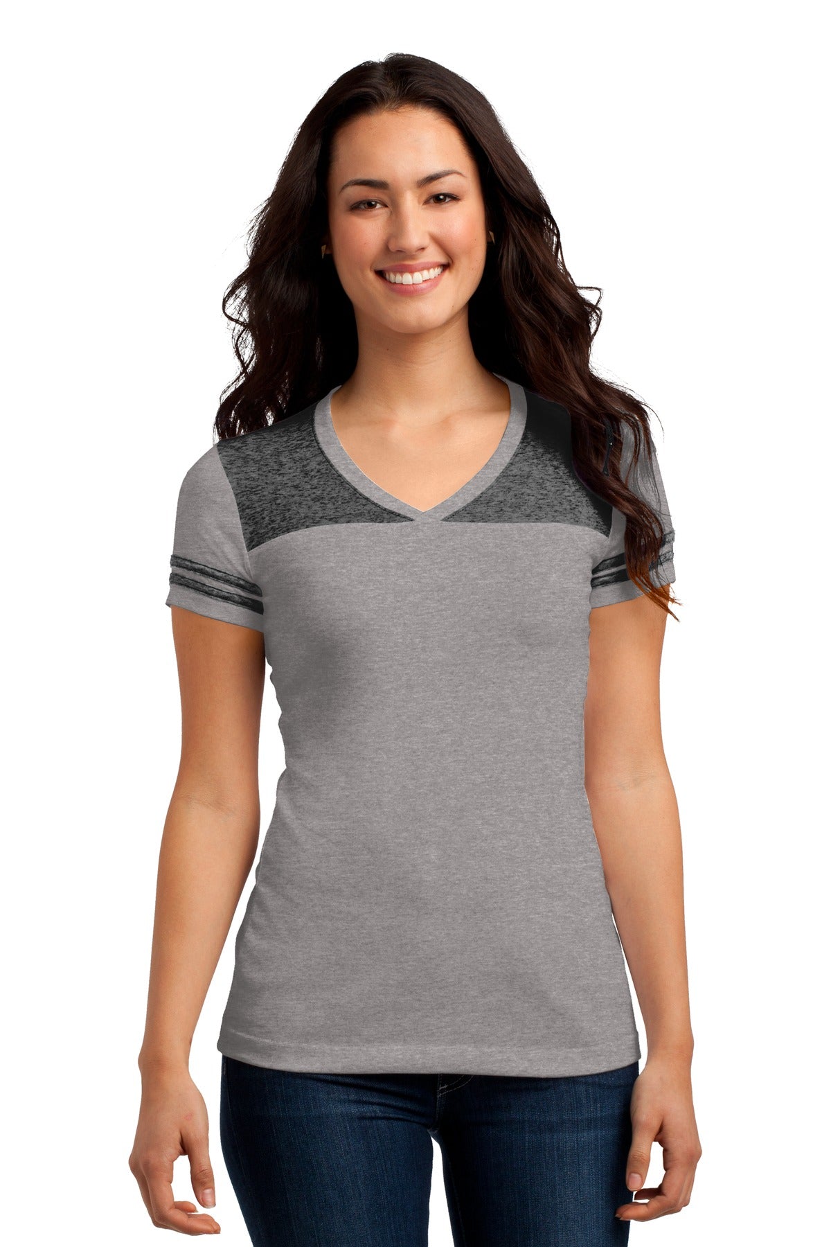 District Juniors Varsity V-Neck Tee. DT264 Womens Apparel Shirts & Tops