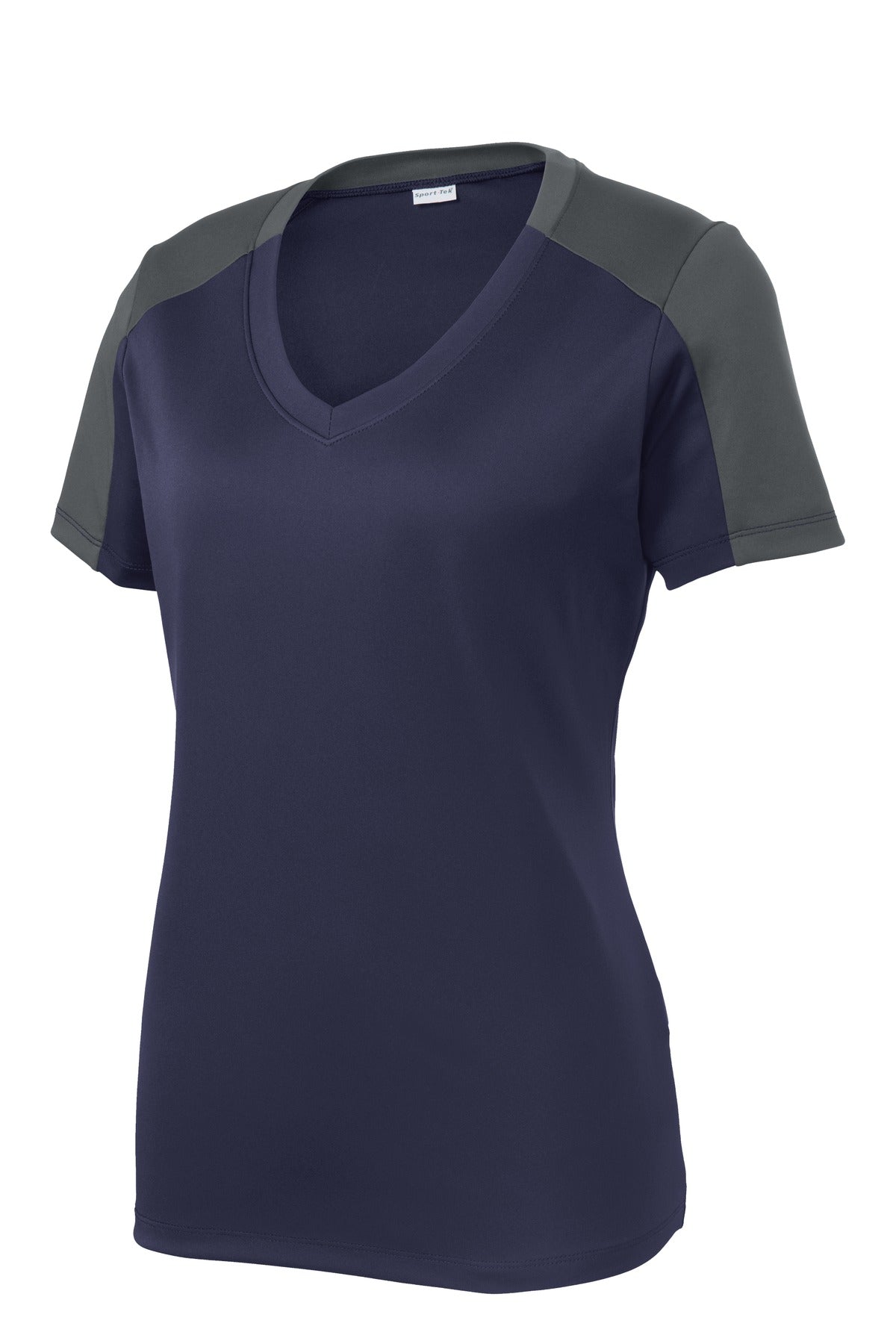 Sport-Tek Women's PosiCharge Competitor Sleeve-Blocked V-Neck Tee LST354