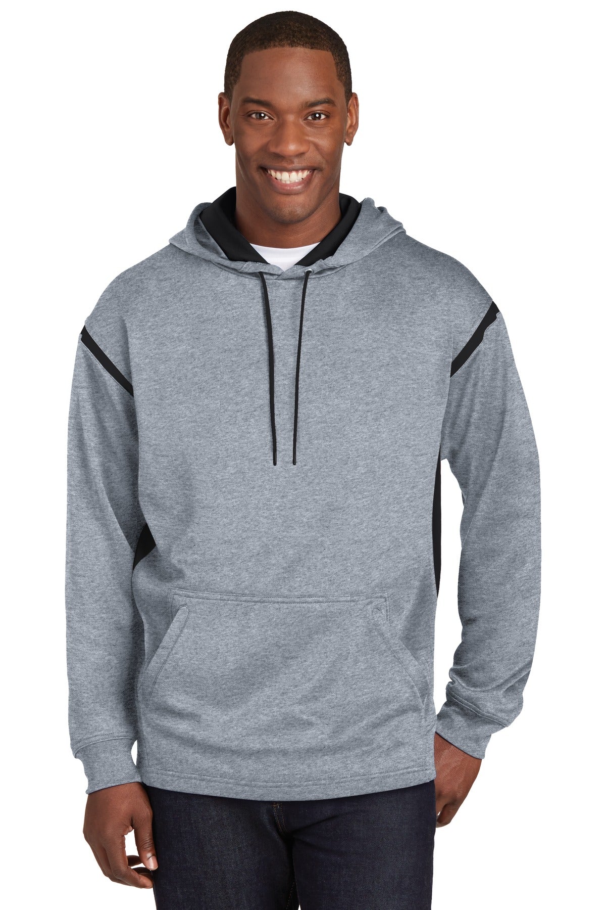 DISCONTINUED Sport-Tek Tall Tech Fleece Colorblock Hooded Sweatshirt. TST246 Mens Apparel Sweatshirts & Fleece