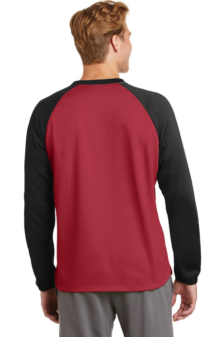 Sport-Tek Men's Sport-Wick Raglan Colorblock Fleece Crewneck ST242 Mens Apparel Shirts & Tops