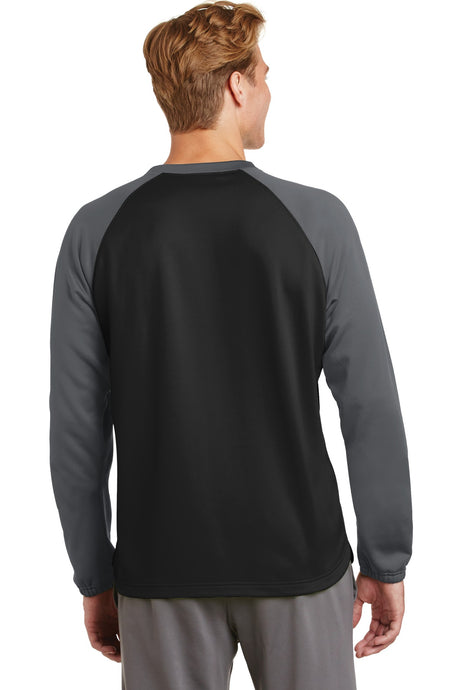 Sport-Tek Men's Sport-Wick Raglan Colorblock Fleece Crewneck ST242 Mens Apparel Shirts & Tops