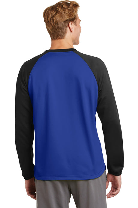 Sport-Tek Men's Sport-Wick Raglan Colorblock Fleece Crewneck ST242 Mens Apparel Shirts & Tops