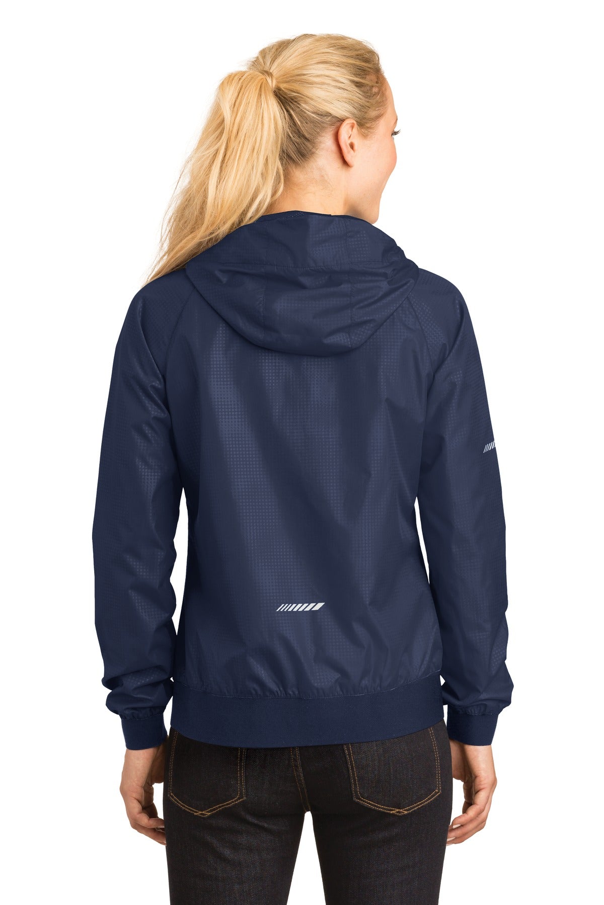 Sport-Tek Women's Embossed Hooded Wind Jacket LST53 Womens Apparel Jackets & Vests