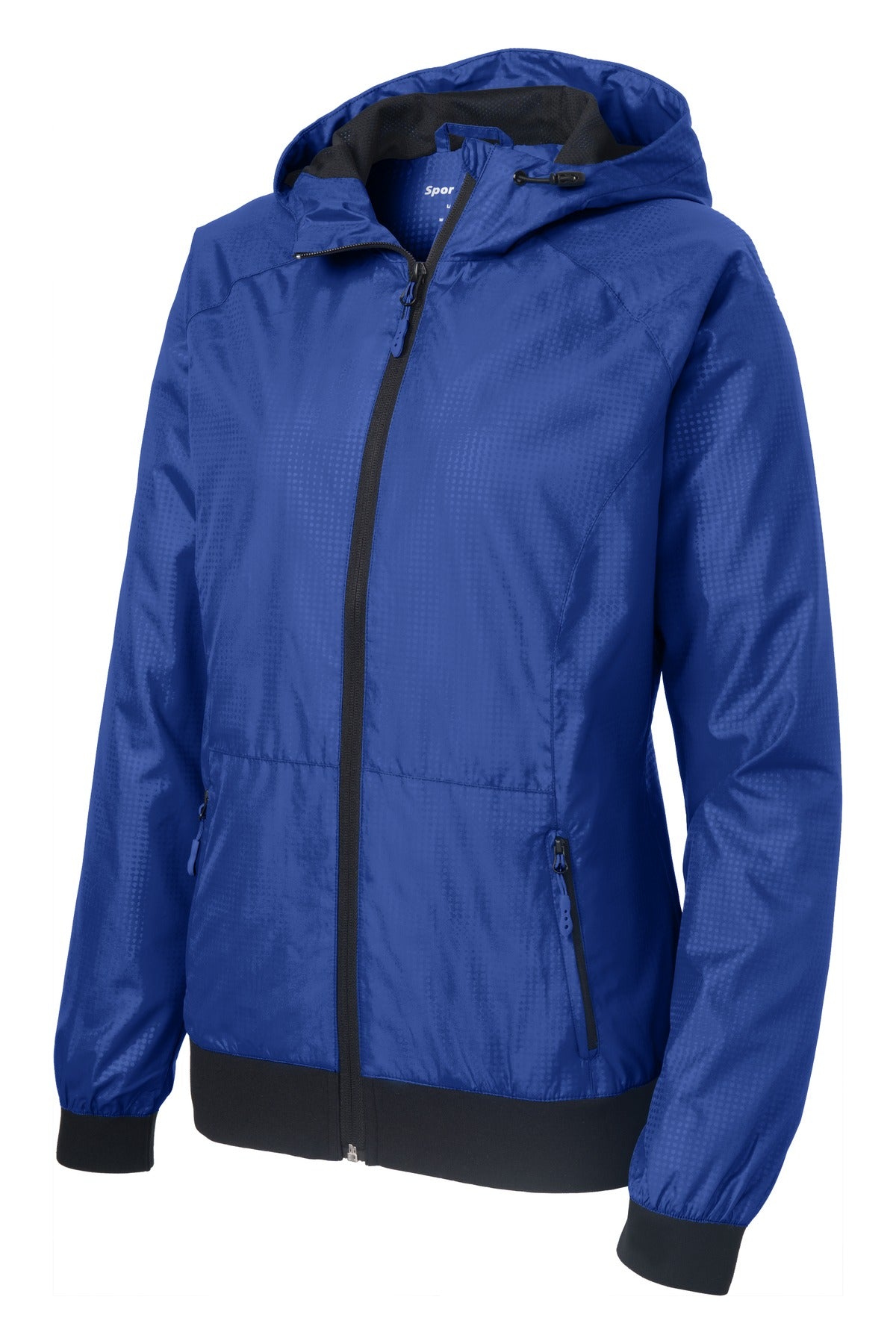 Sport-Tek Women's Embossed Hooded Wind Jacket LST53 Womens Apparel Jackets & Vests