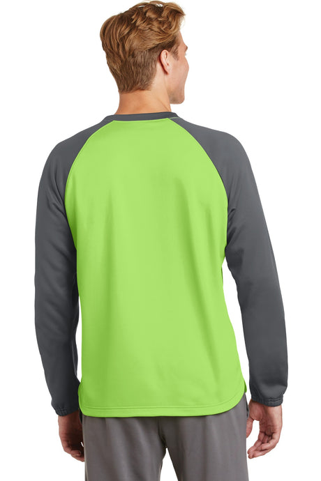 Sport-Tek Men's Sport-Wick Raglan Colorblock Fleece Crewneck ST242 Mens Apparel Shirts & Tops