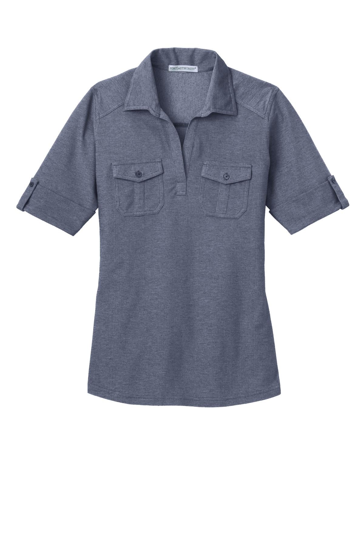 Port Authority Ladies Oxford Pique Double Pocket Polo. L557